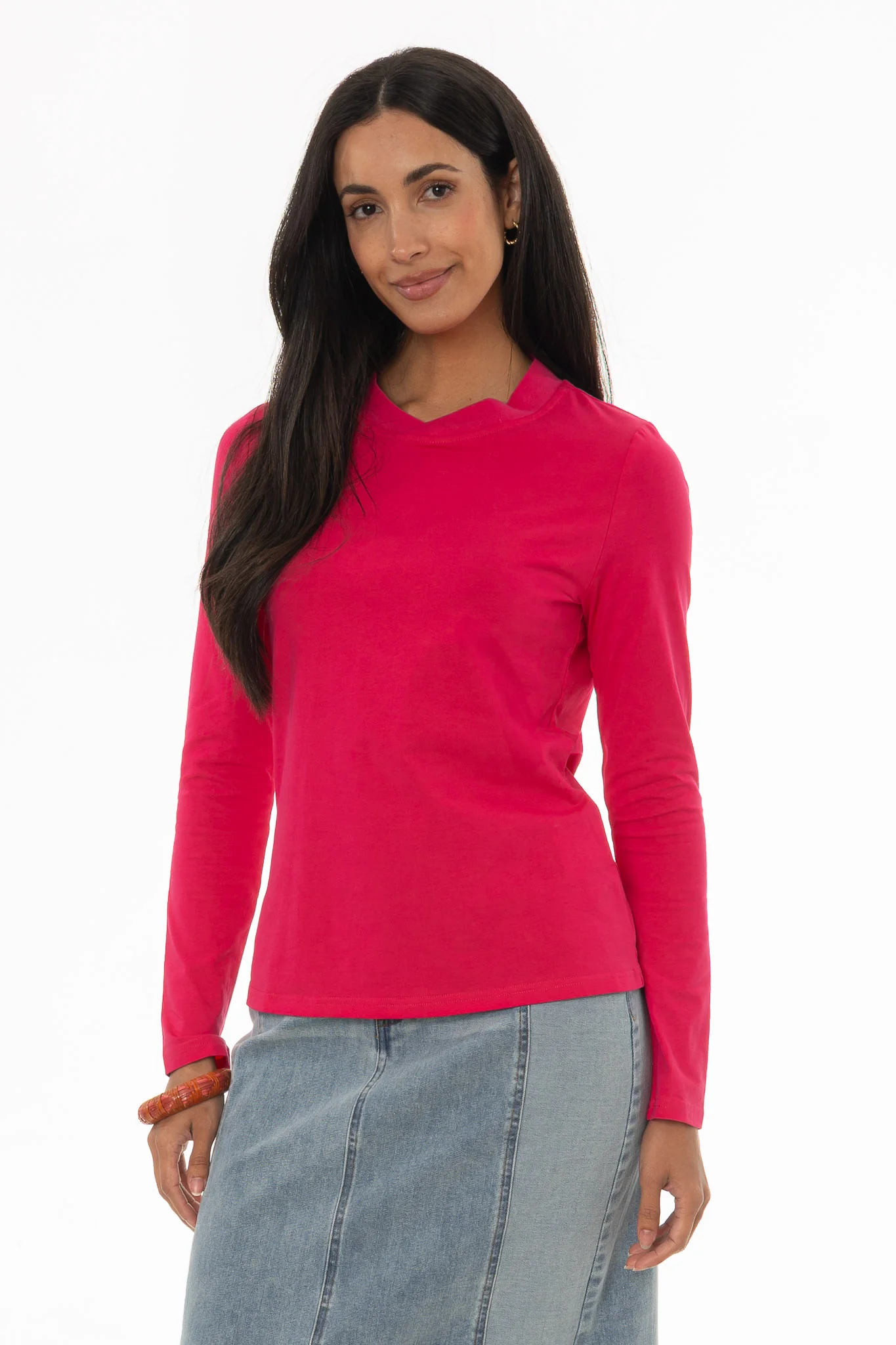 Hot Pink Crossover Neck T-Shirt - Image 5