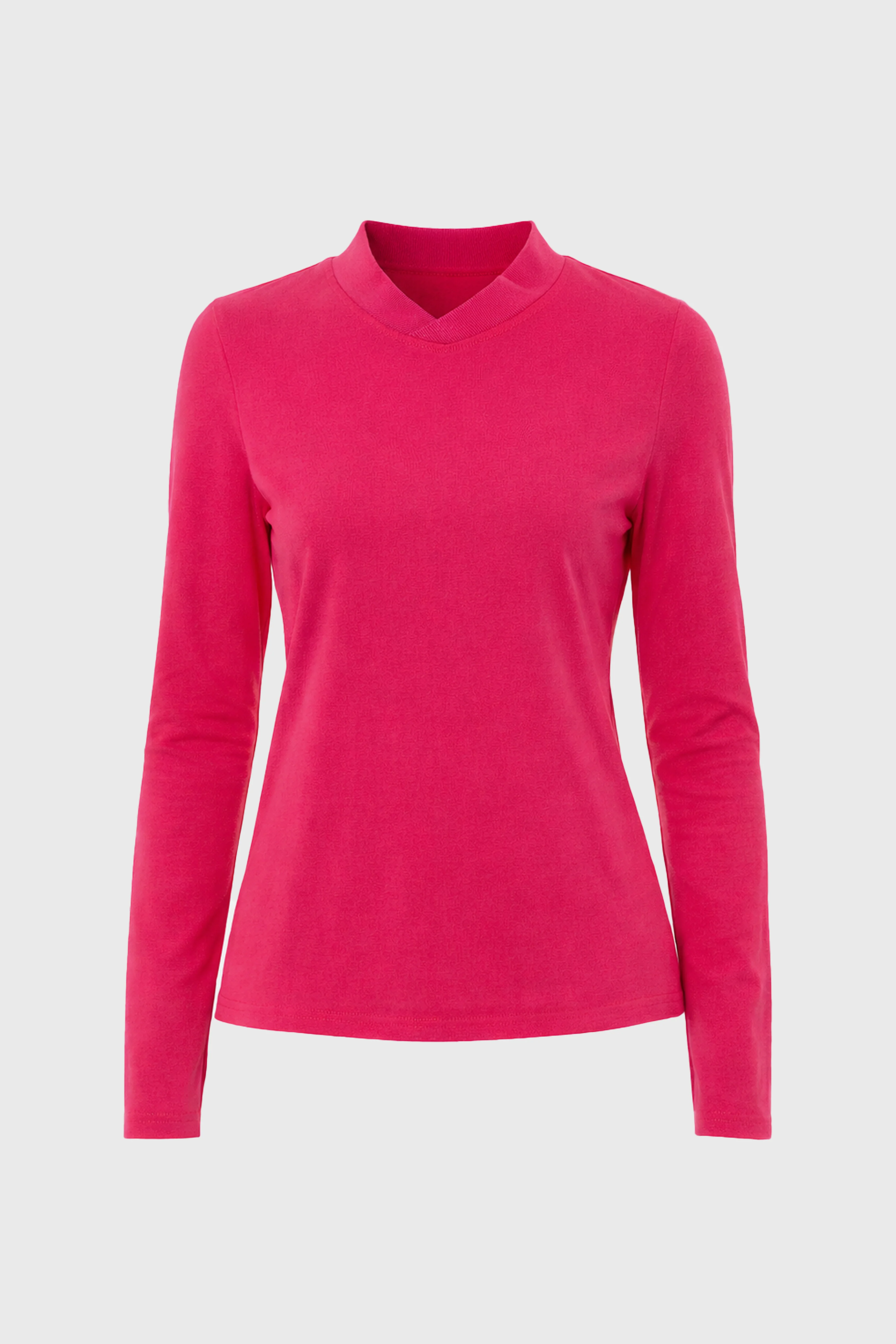 Hot Pink Crossover Neck T-Shirt - Image 6