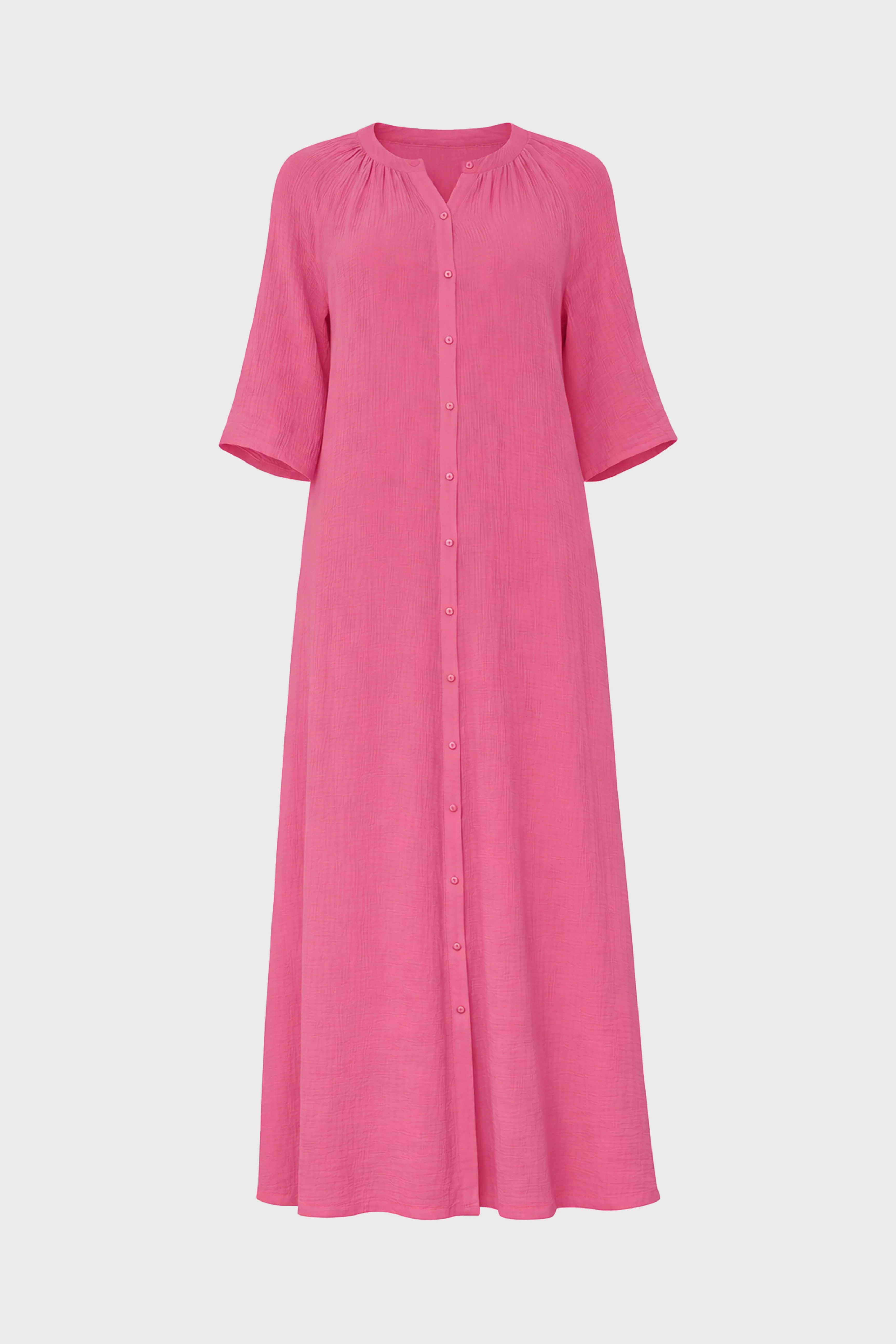 Hot Pink Gauze Flare Sleeve Maxi Dress - Image 6