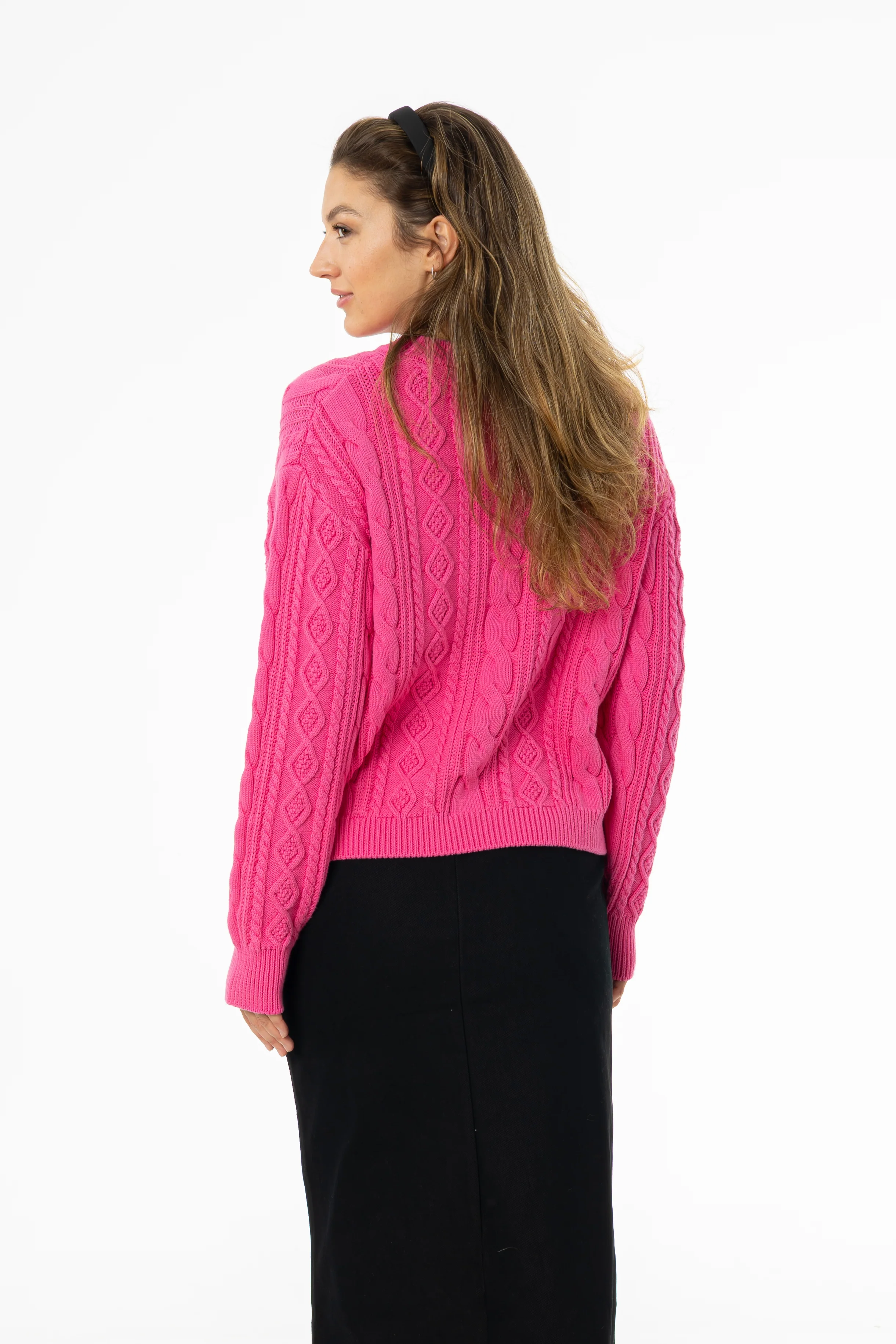 Hot Pink Tri Knit Sweater - Image 3