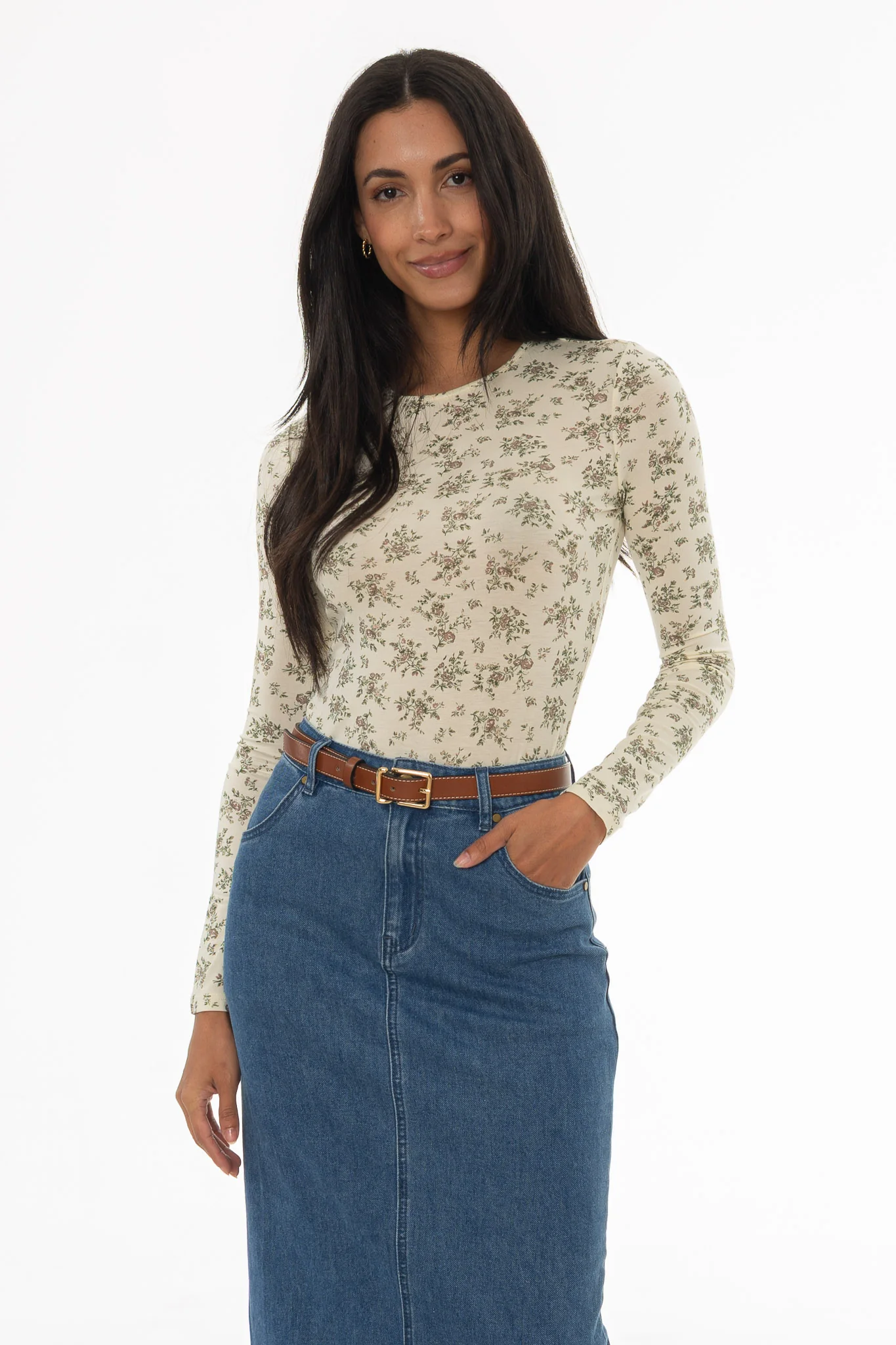 Ivory Floral Round Neck T-Shirt - Image 5