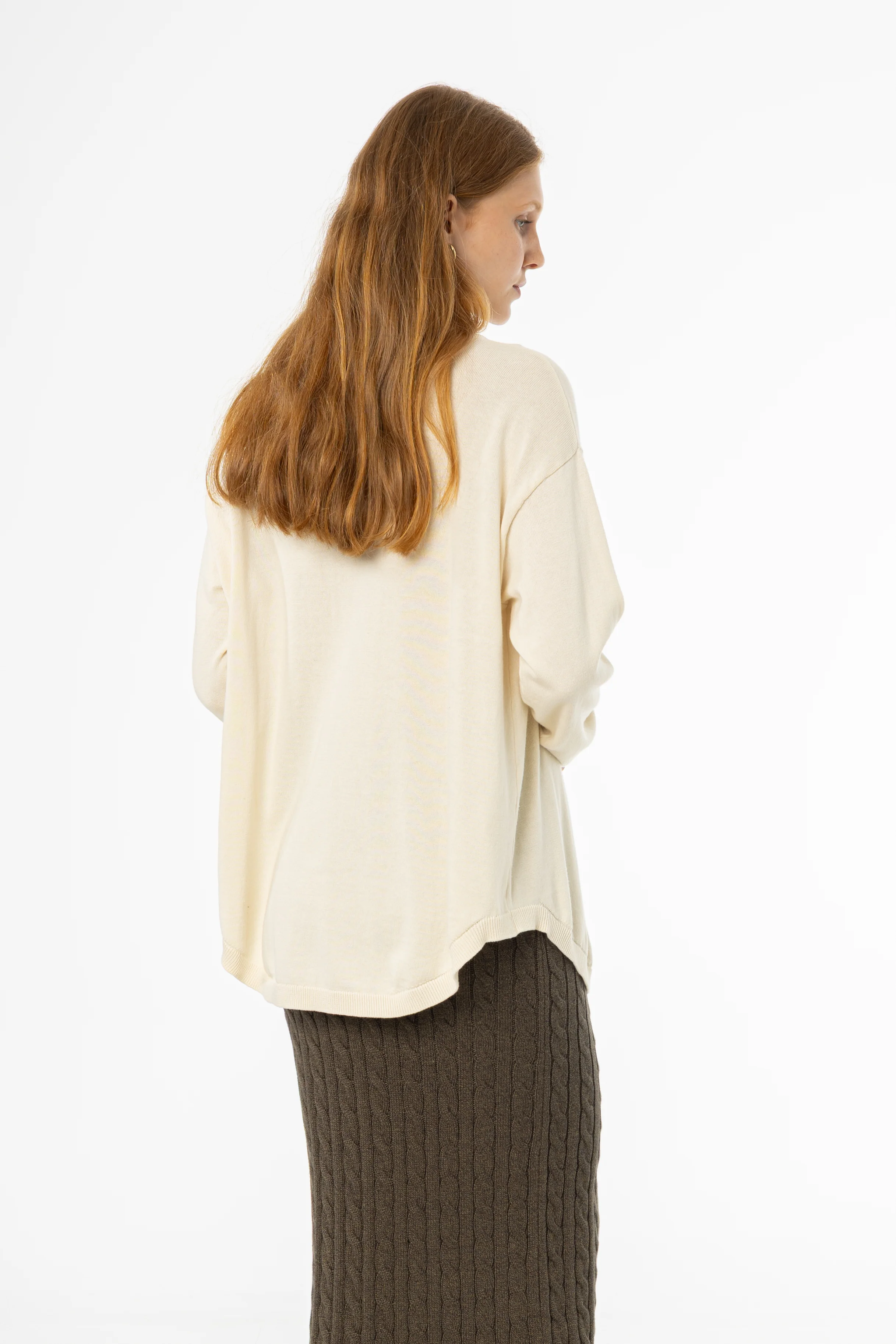 Ivory Oversized Knit Cardigan - Image 3