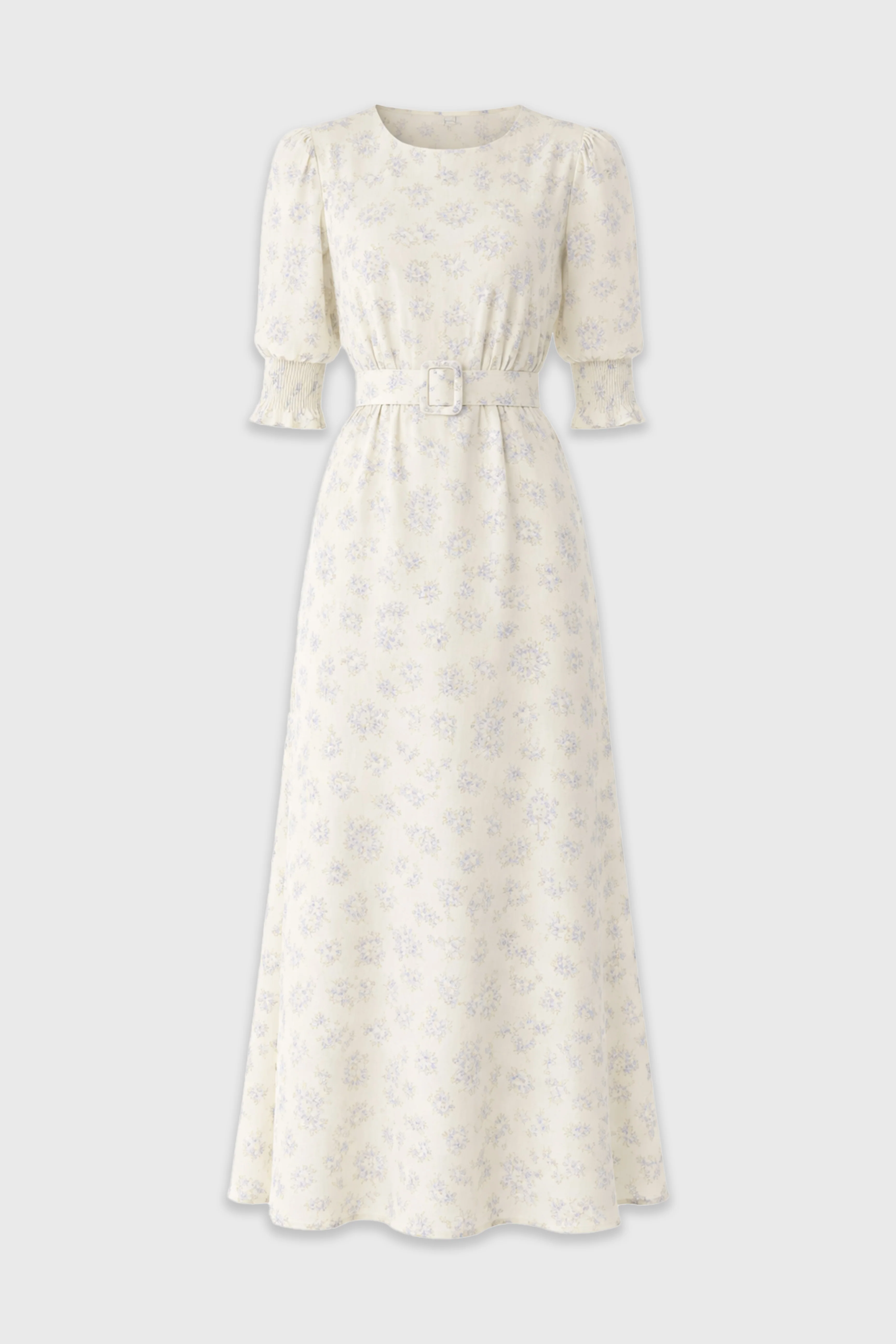 Lavender Belted Printed Floral Maxi Dress - Image 6