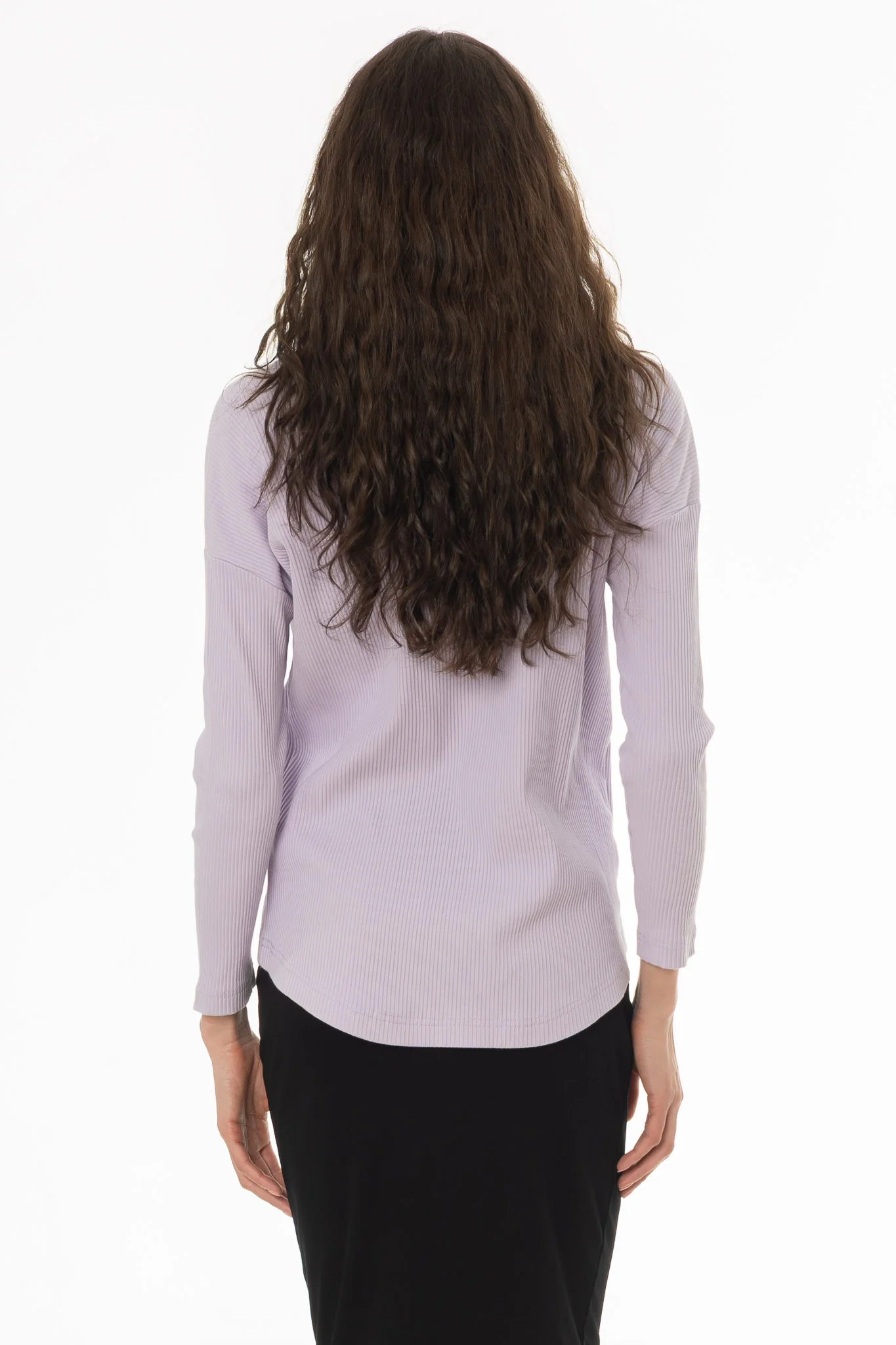 Lavender Ribbed Dolman Sleeve T-Shirt - Image 4