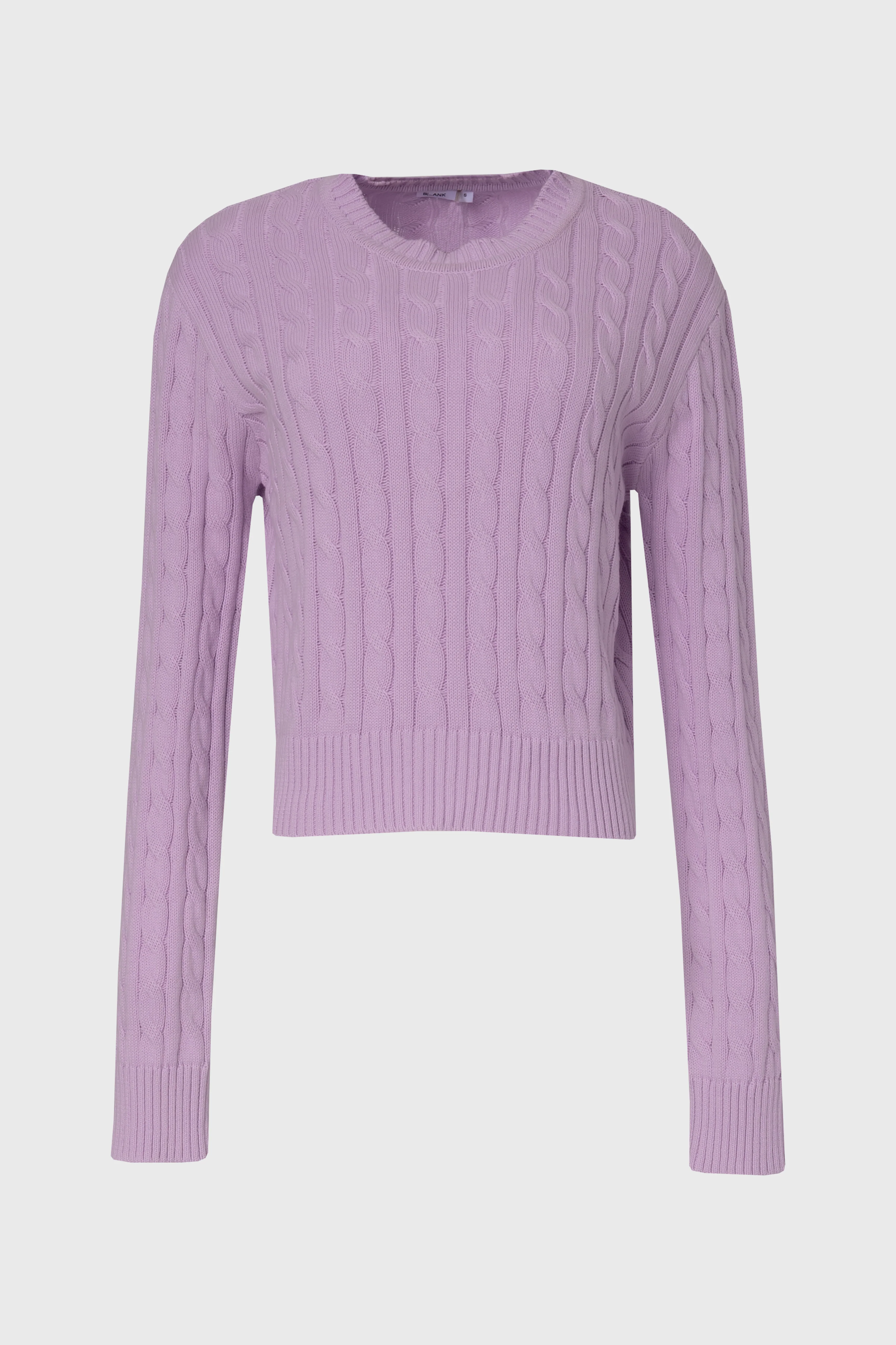 Lavender Round Neck Cable Knit Sweater - Image 6