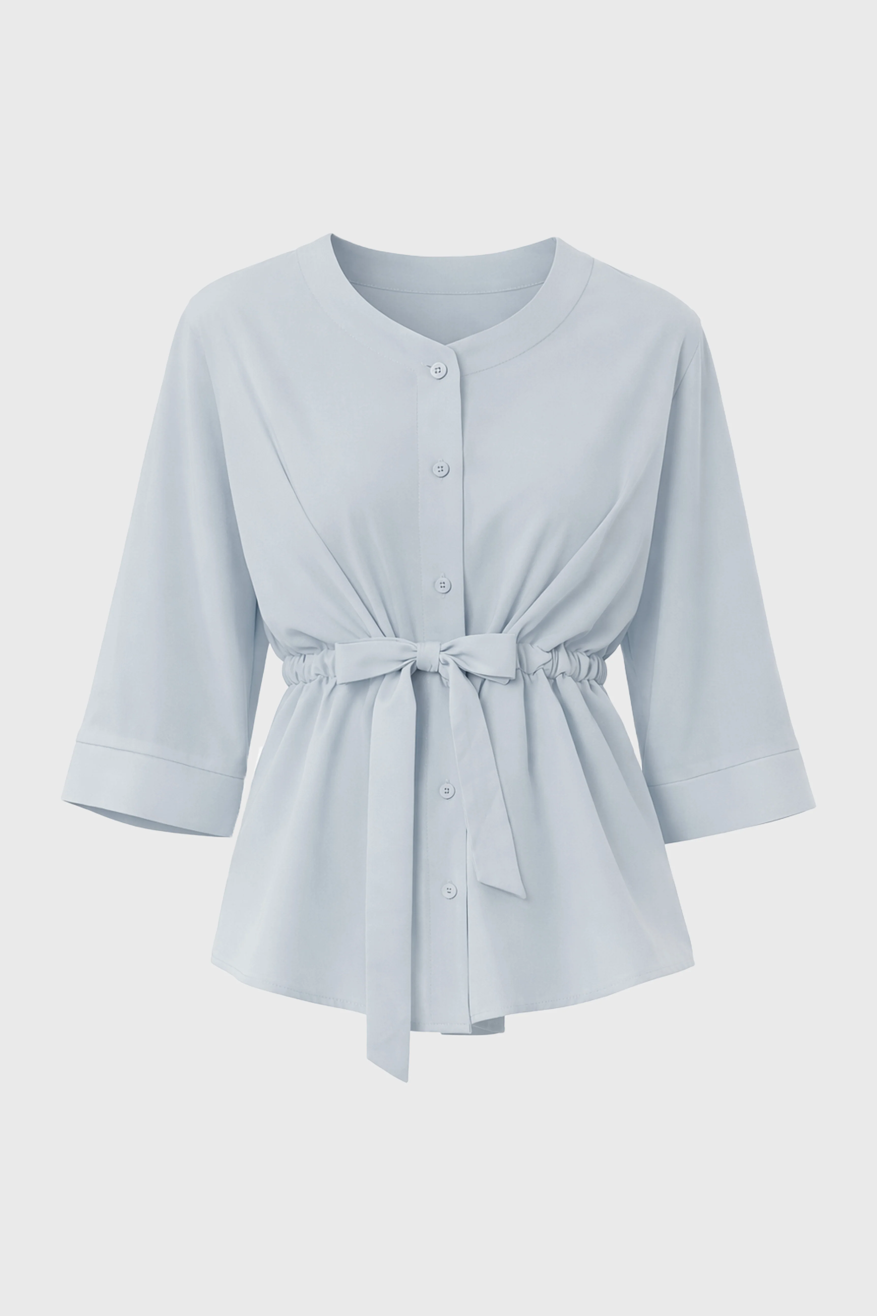 Light Blue 3/4 Sleeve Tie Blouse - Image 6