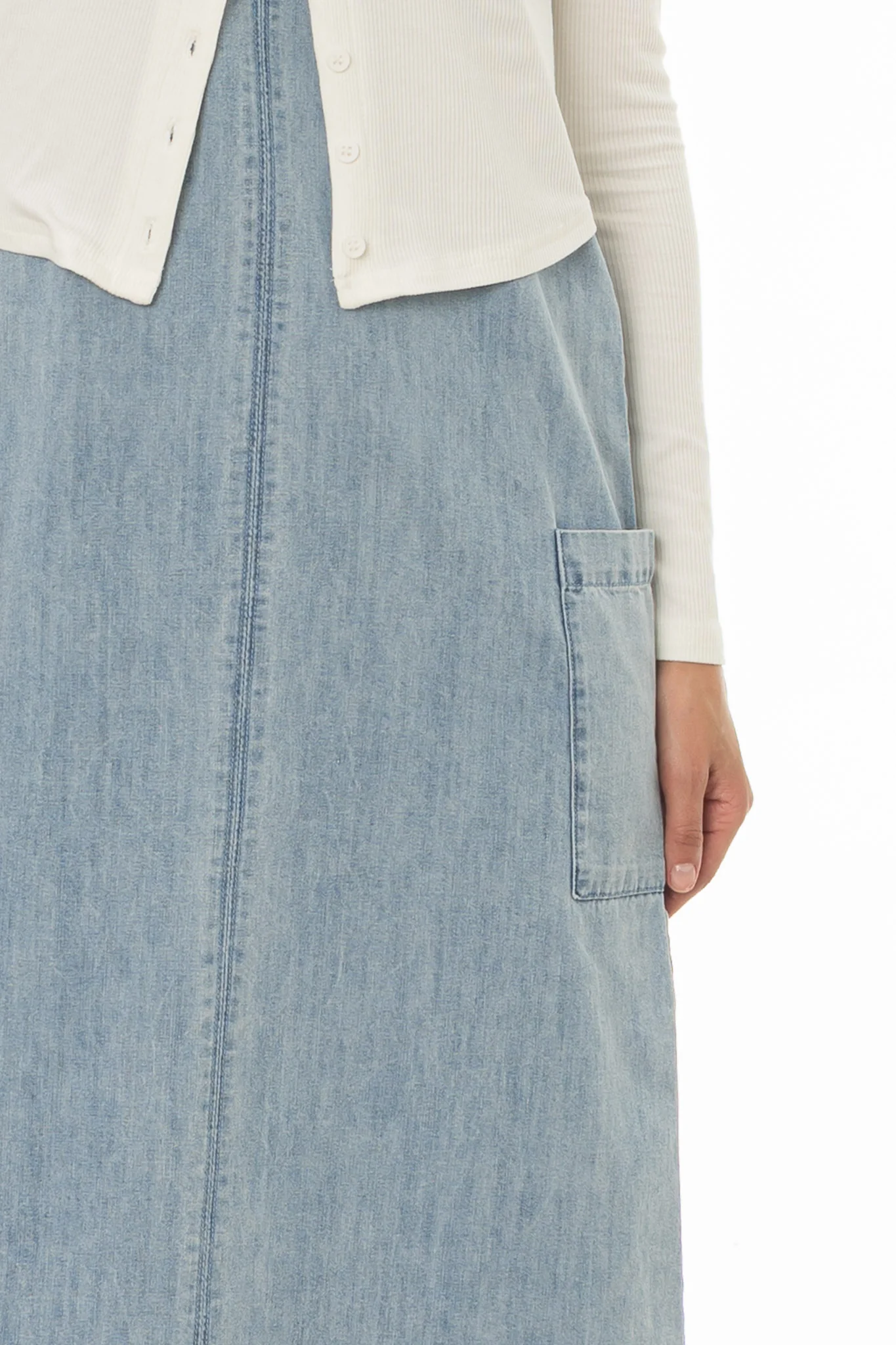Light Blue Cargo Denim Maxi Jumper - Image 2