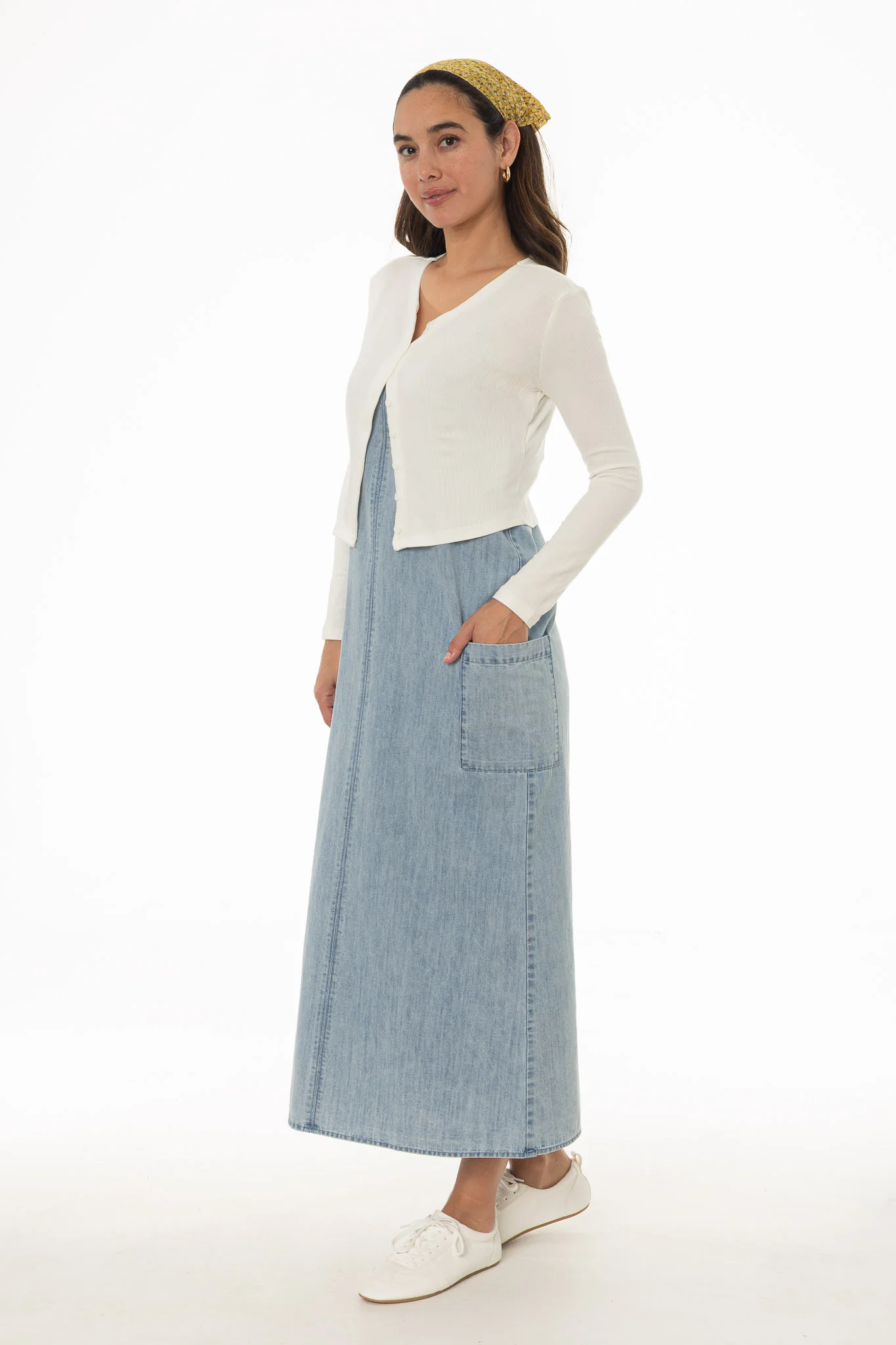 Light Blue Cargo Denim Maxi Jumper - Image 3