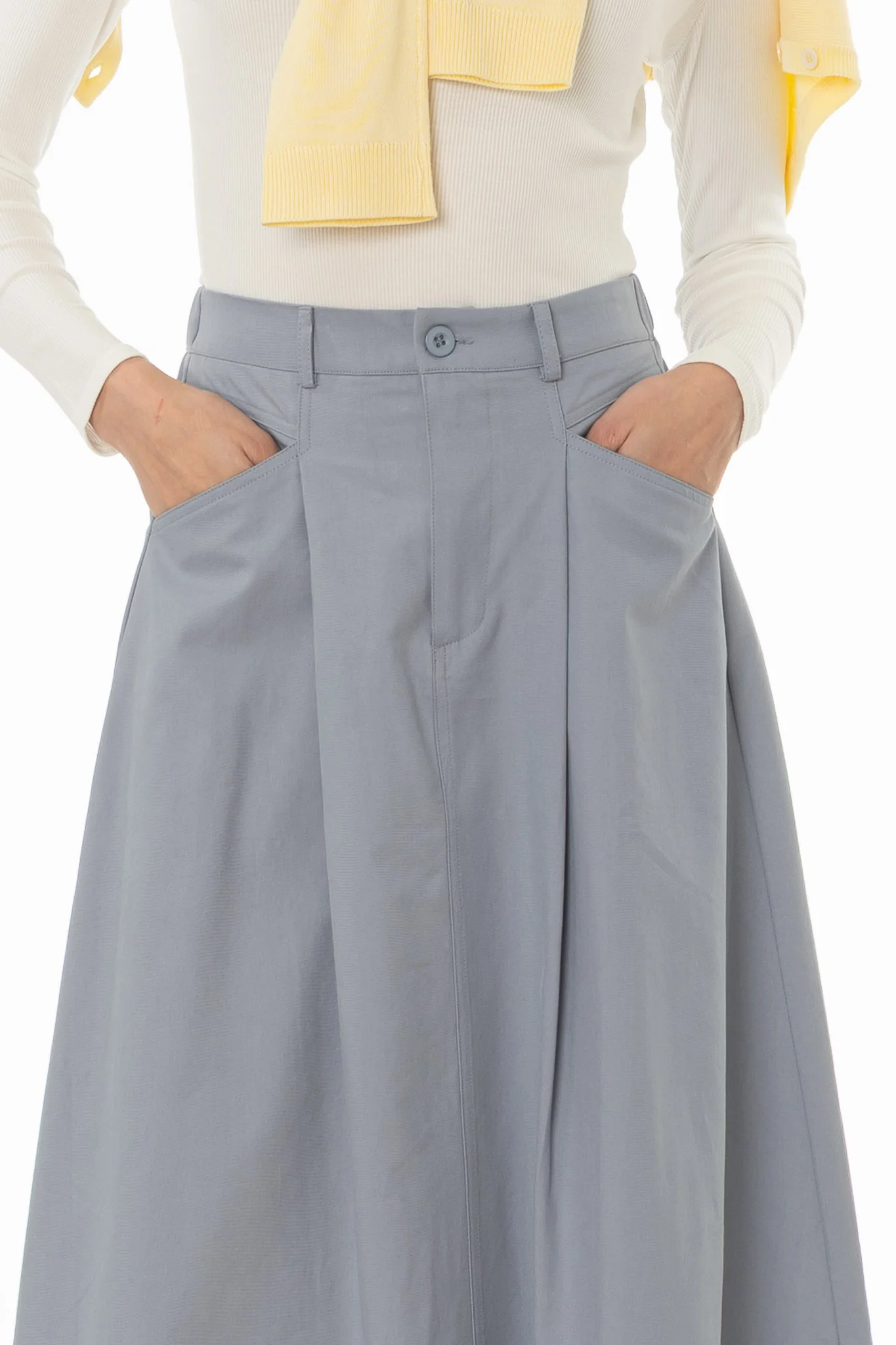 Light Blue Cargo Flare Maxi Skirt - Image 2