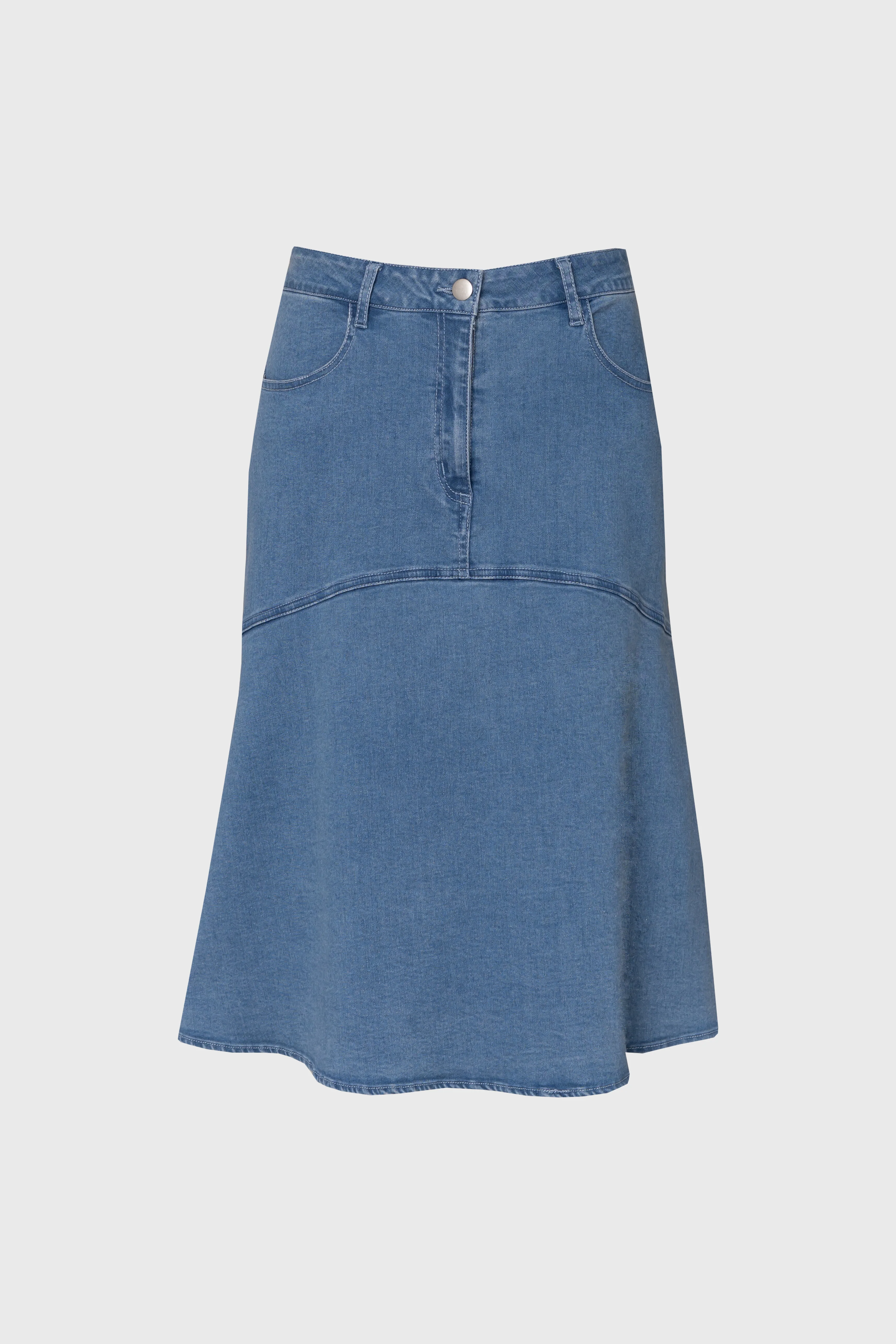 Light Blue Denim Flare Skirt - Image 5