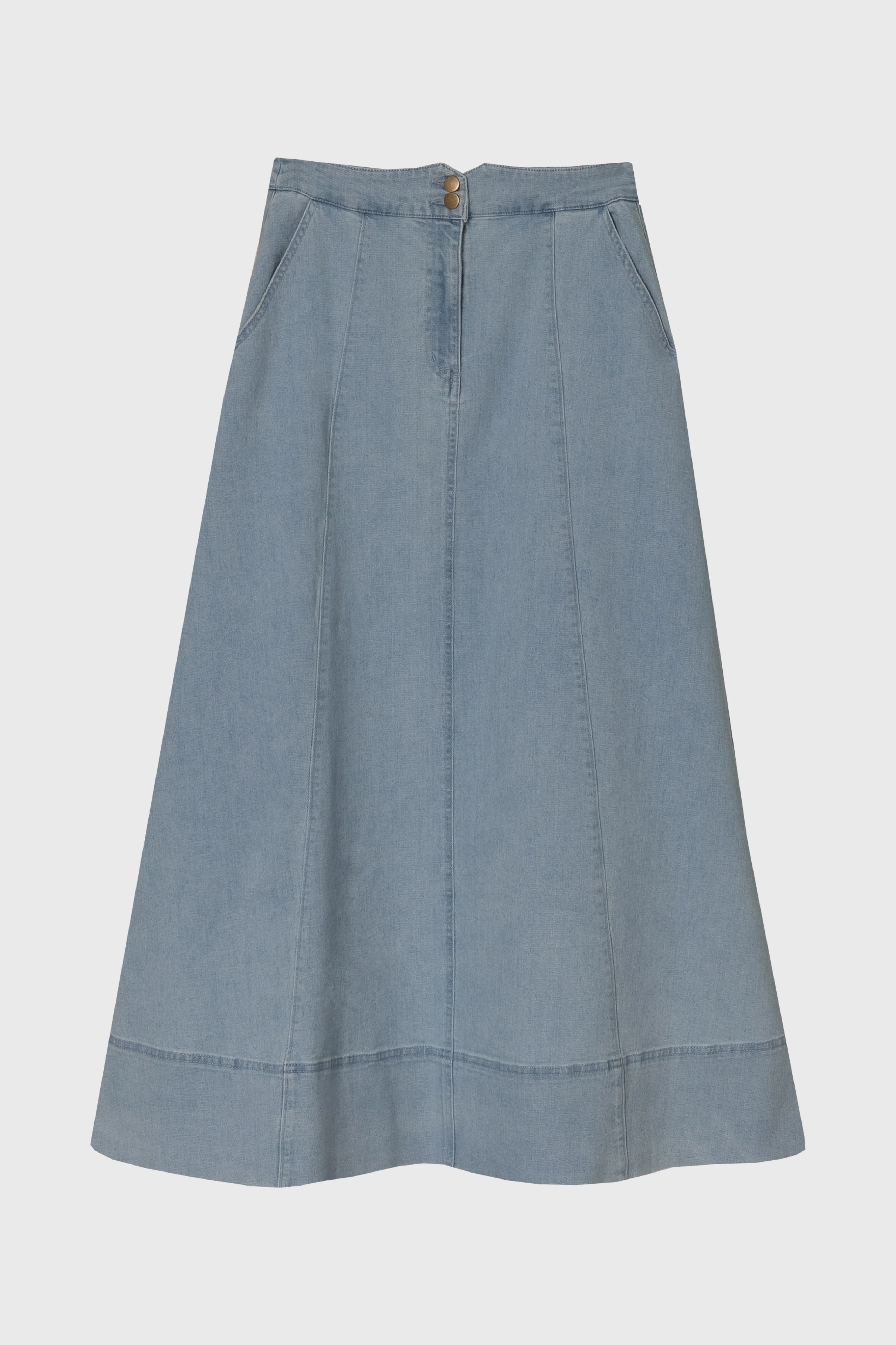 Light Blue Double Button A-Line Maxi Skirt - Image 6