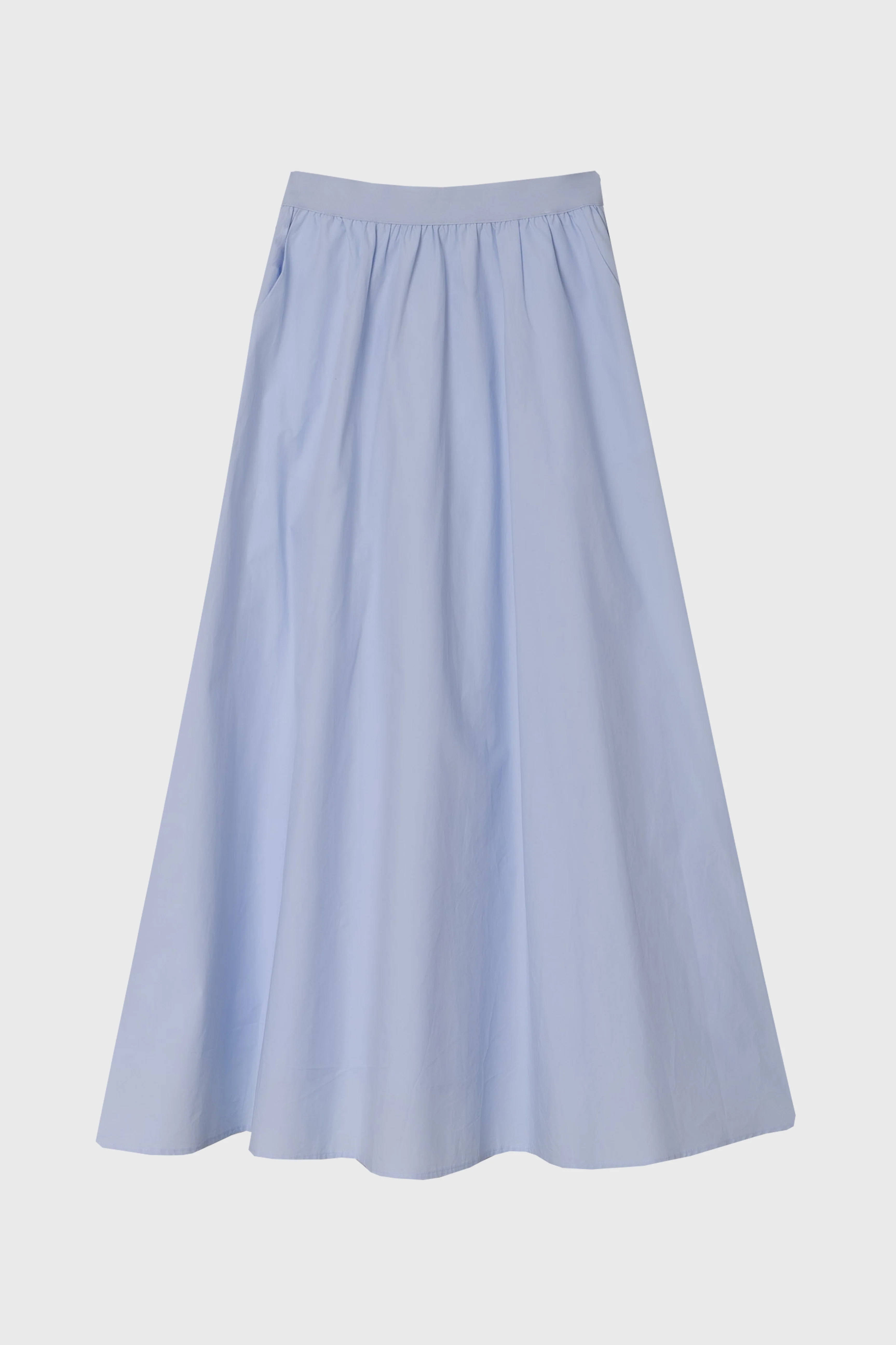 Light Blue Elastic Cotton Maxi Skirt - Image 6