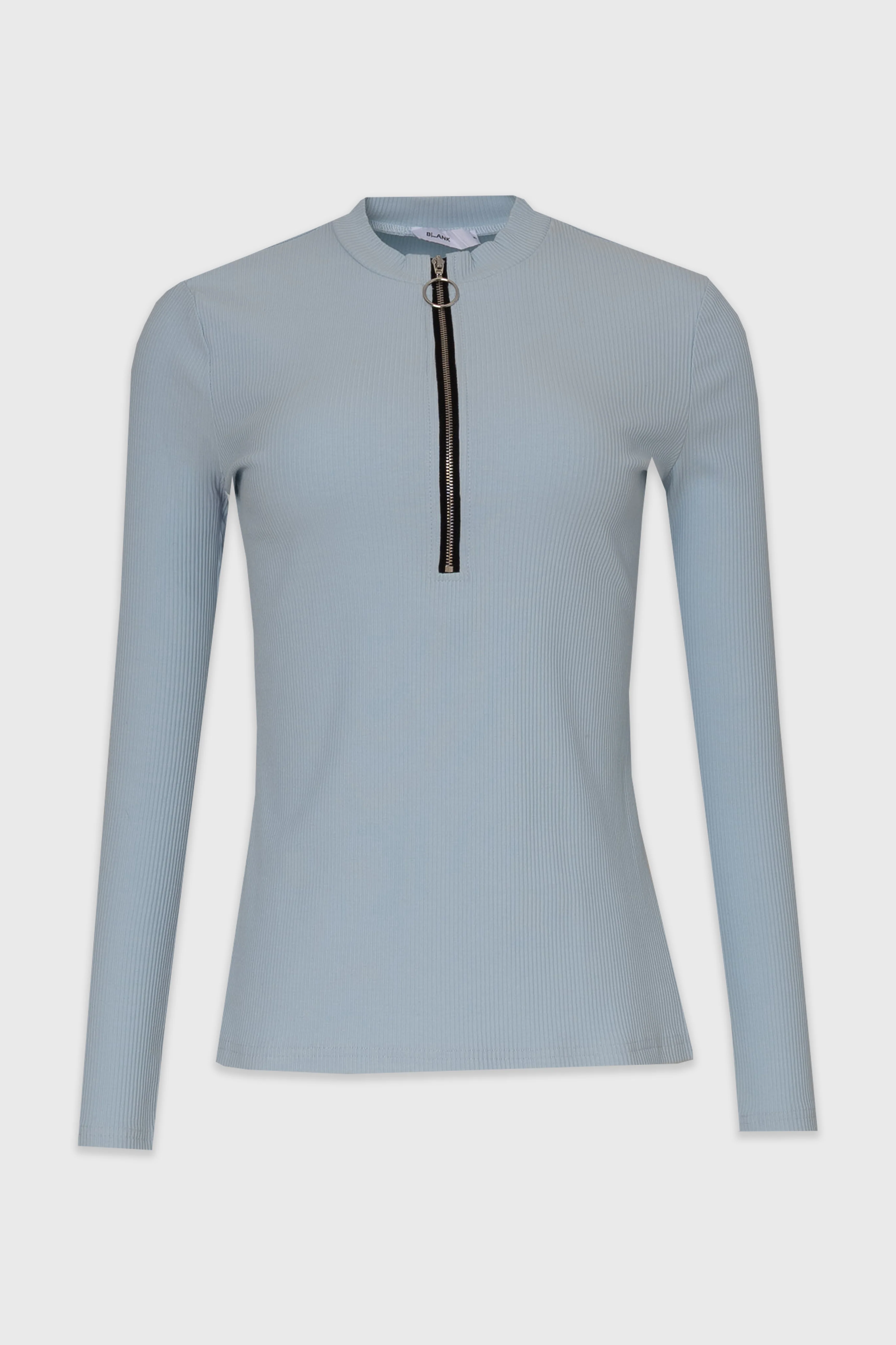Light Blue Ribbed Zipper Top - Image 6
