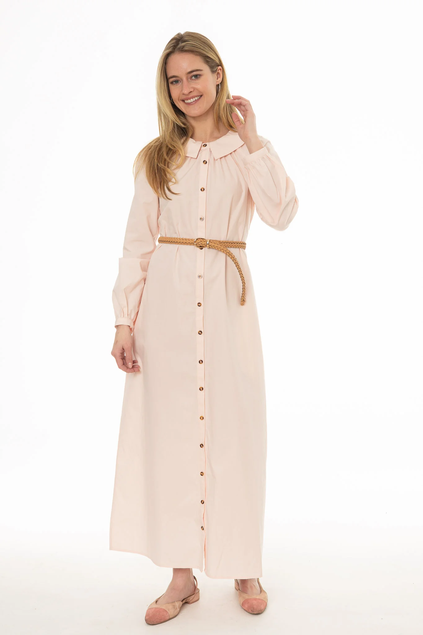 Light Pink Peter Pan Collar Shirt Dress