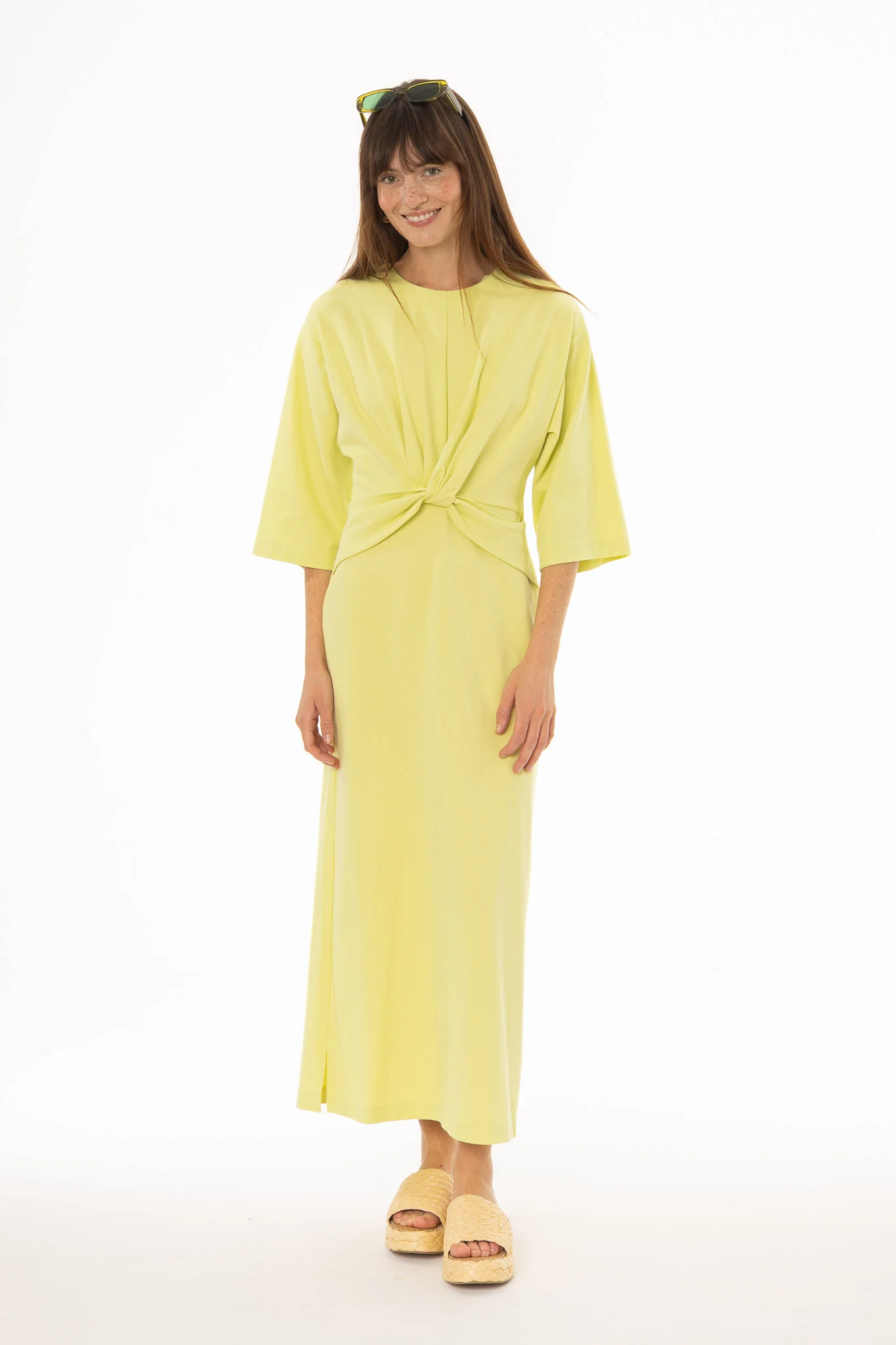 Lime Front Tie Knot Maxi Dress - Image 2