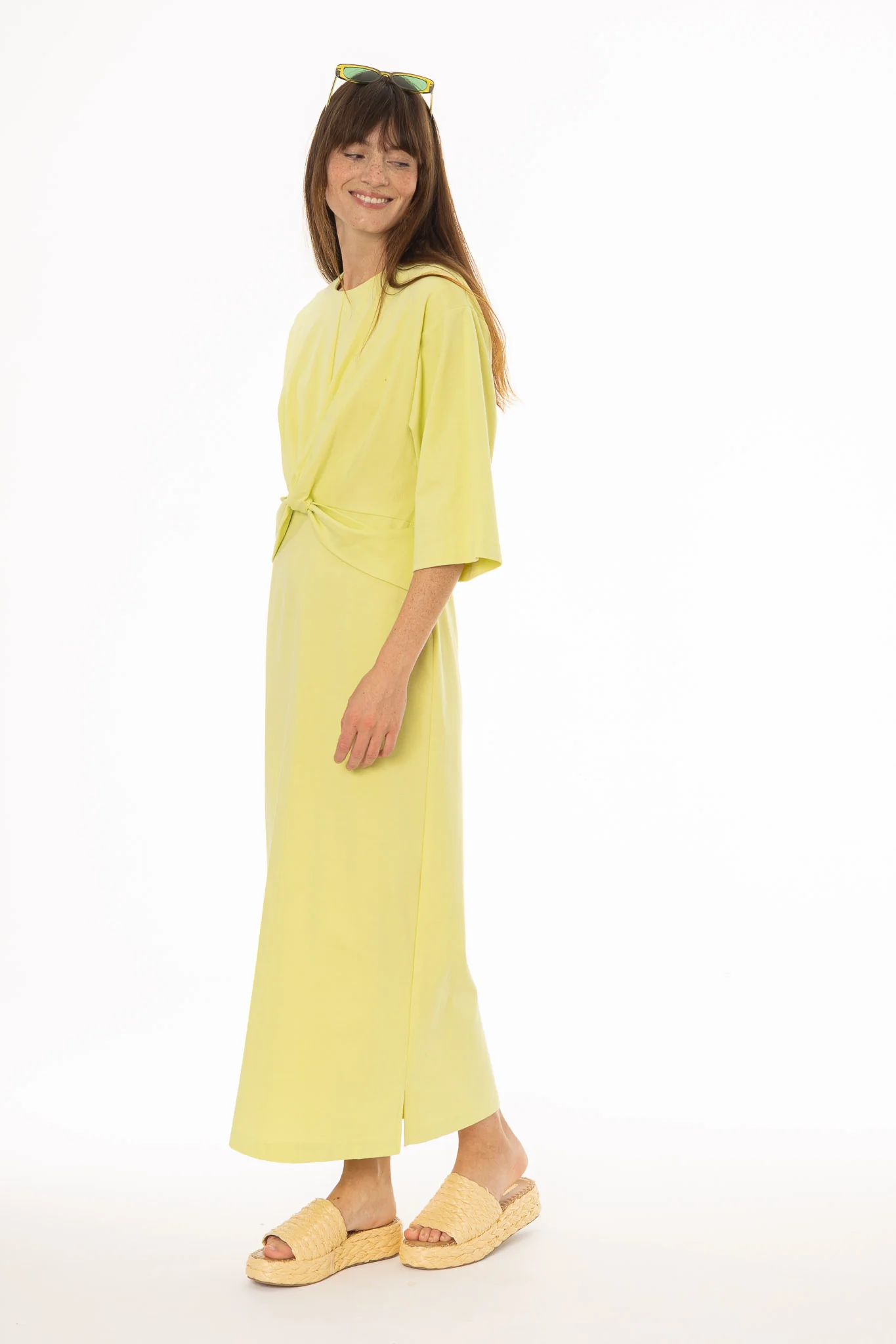 Lime Front Tie Knot Maxi Dress - Image 3