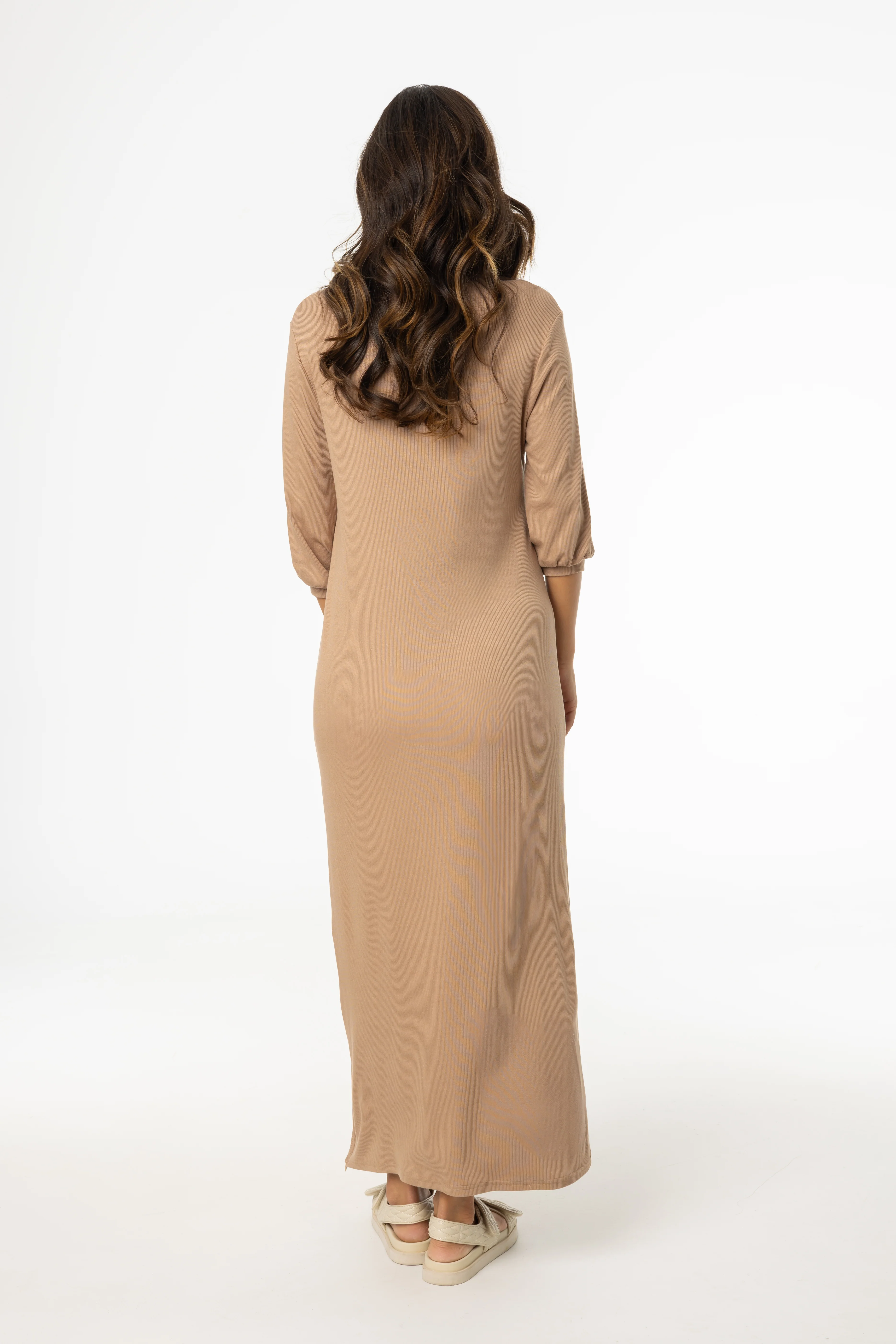 Mocha 3/4 Sleeve Maxi Dress - Image 3