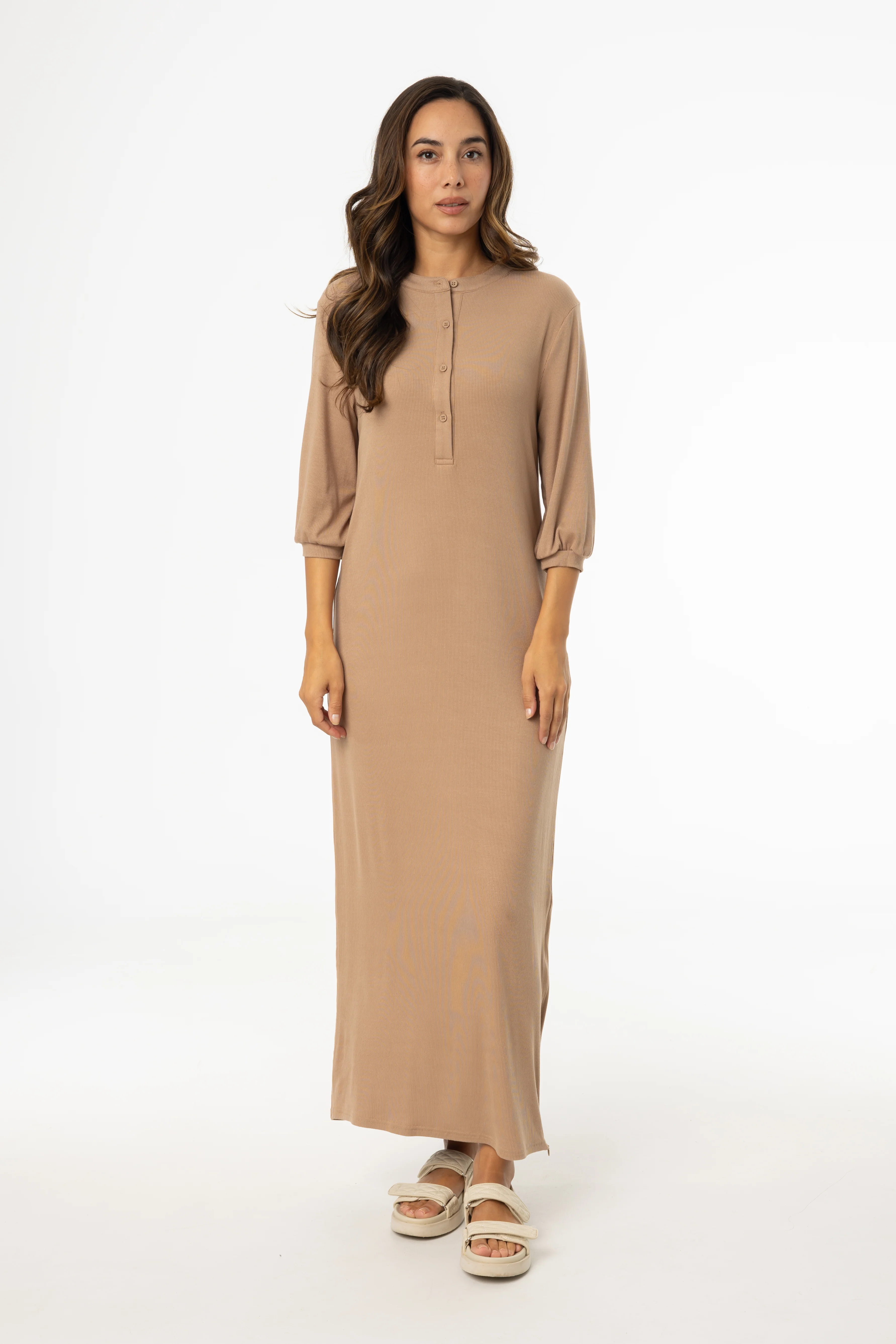 Mocha 3/4 Sleeve Maxi Dress - Image 4