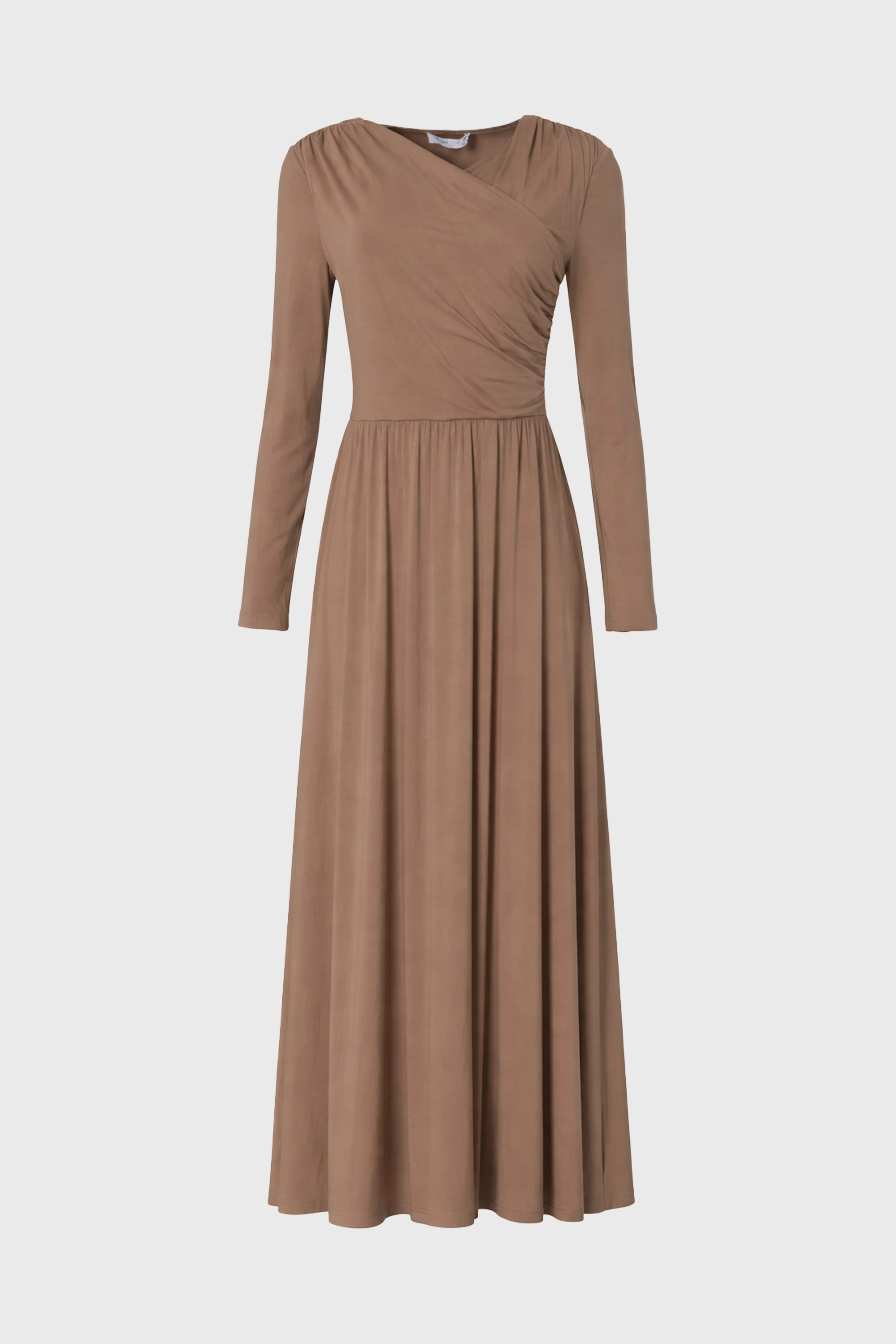 Mocha Crossover Draped Maxi Dress - Image 6