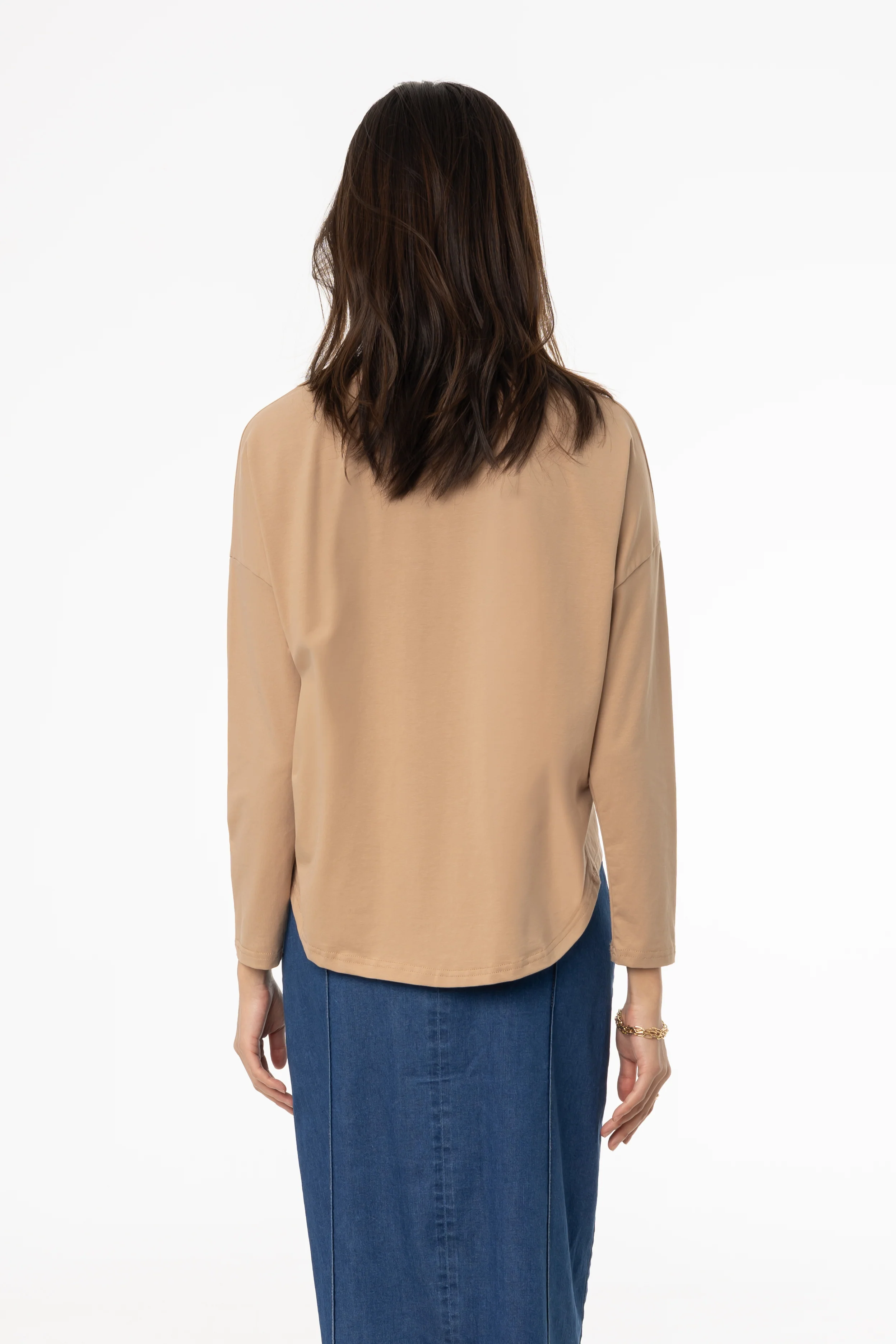 Mocha Dolman Long Sleeve T-Shirt - Image 3