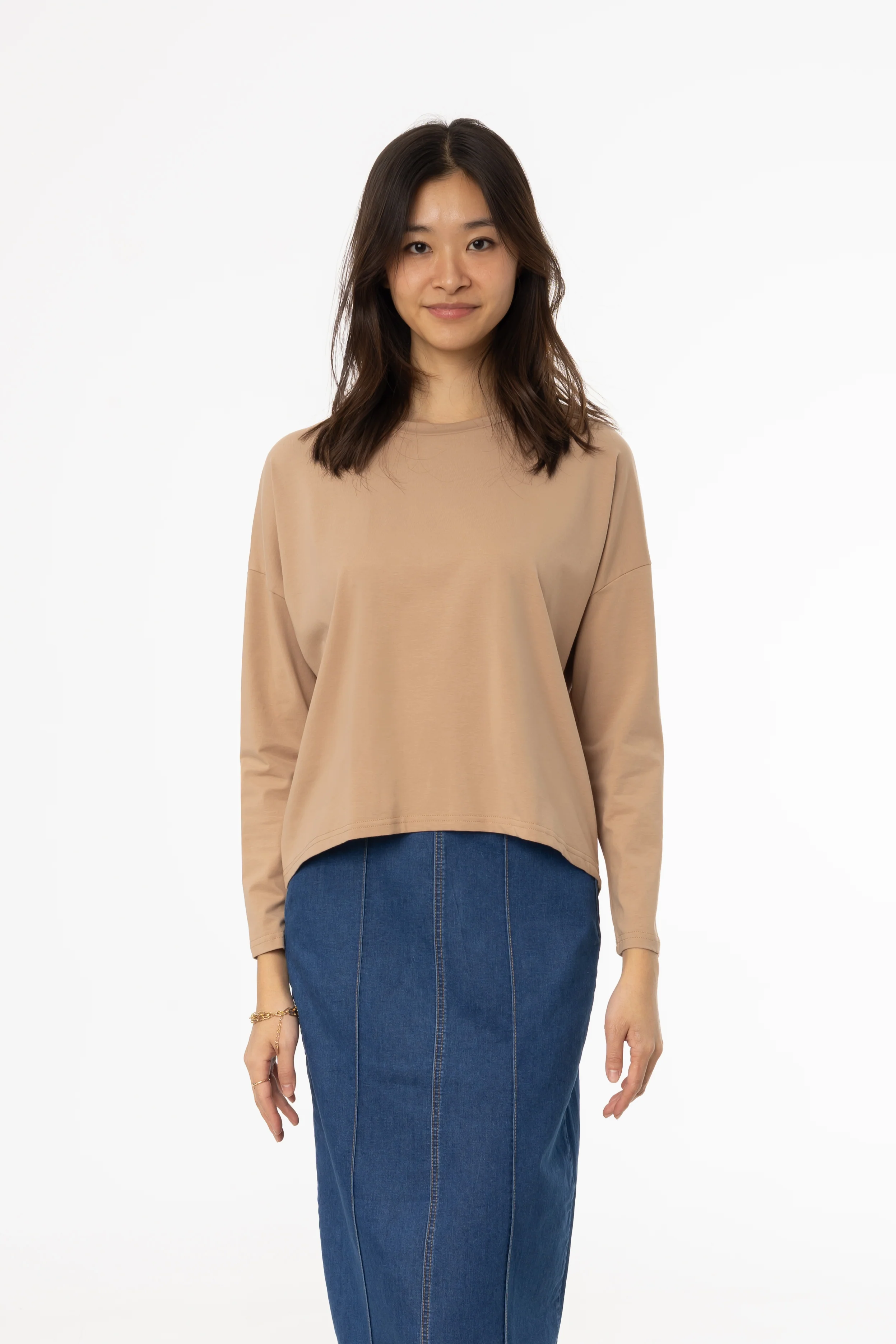 Mocha Dolman Long Sleeve T-Shirt - Image 4