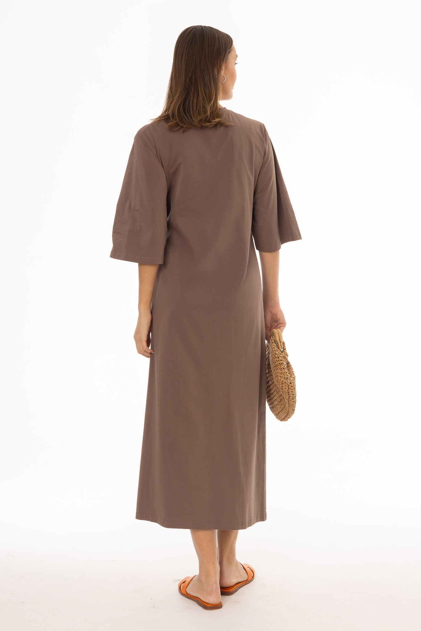 Mocha Side Tie T-Shirt Maxi Dress - Image 3
