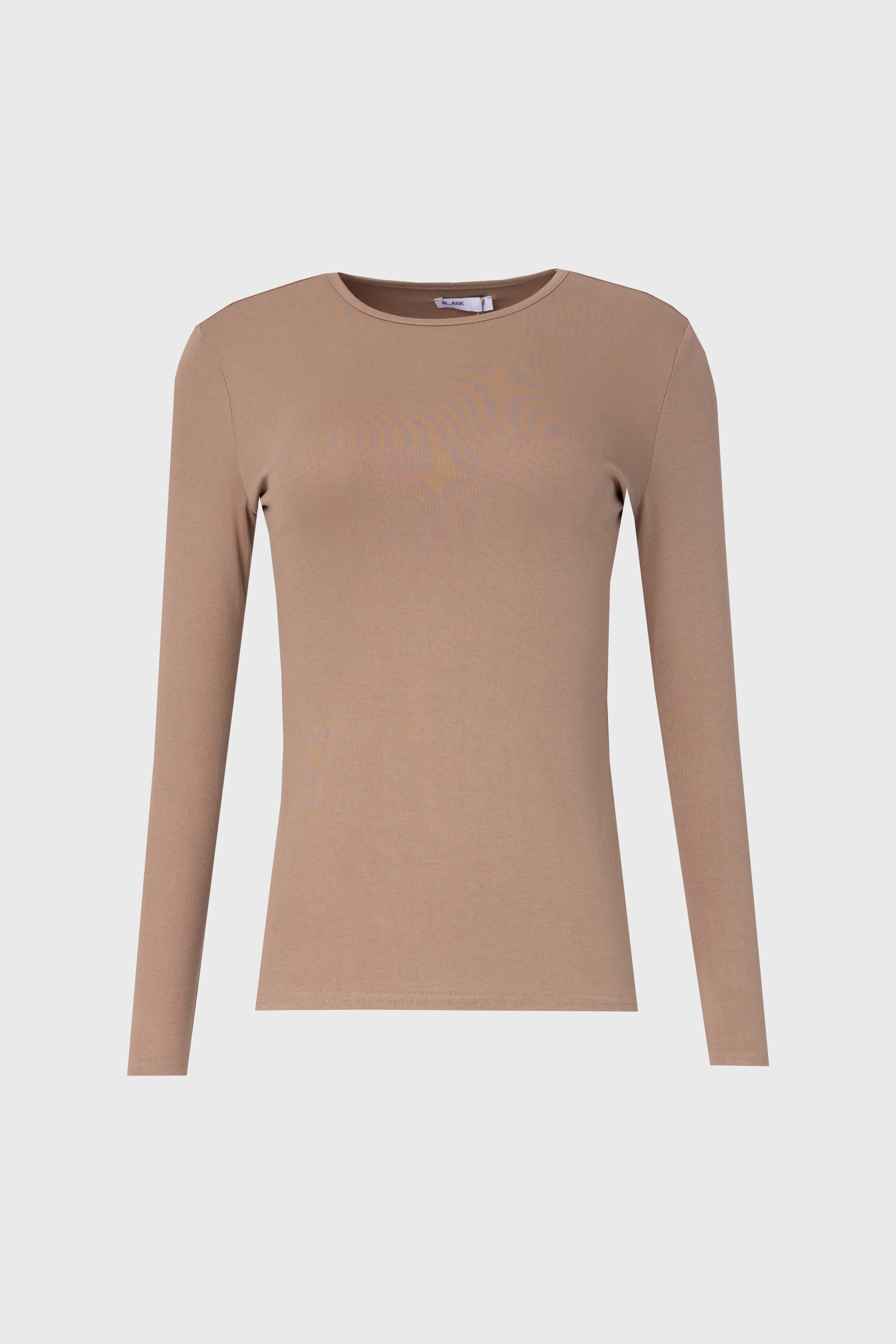 Mocha Solid Round Neck Long Sleeve T-Shirt - Image 5