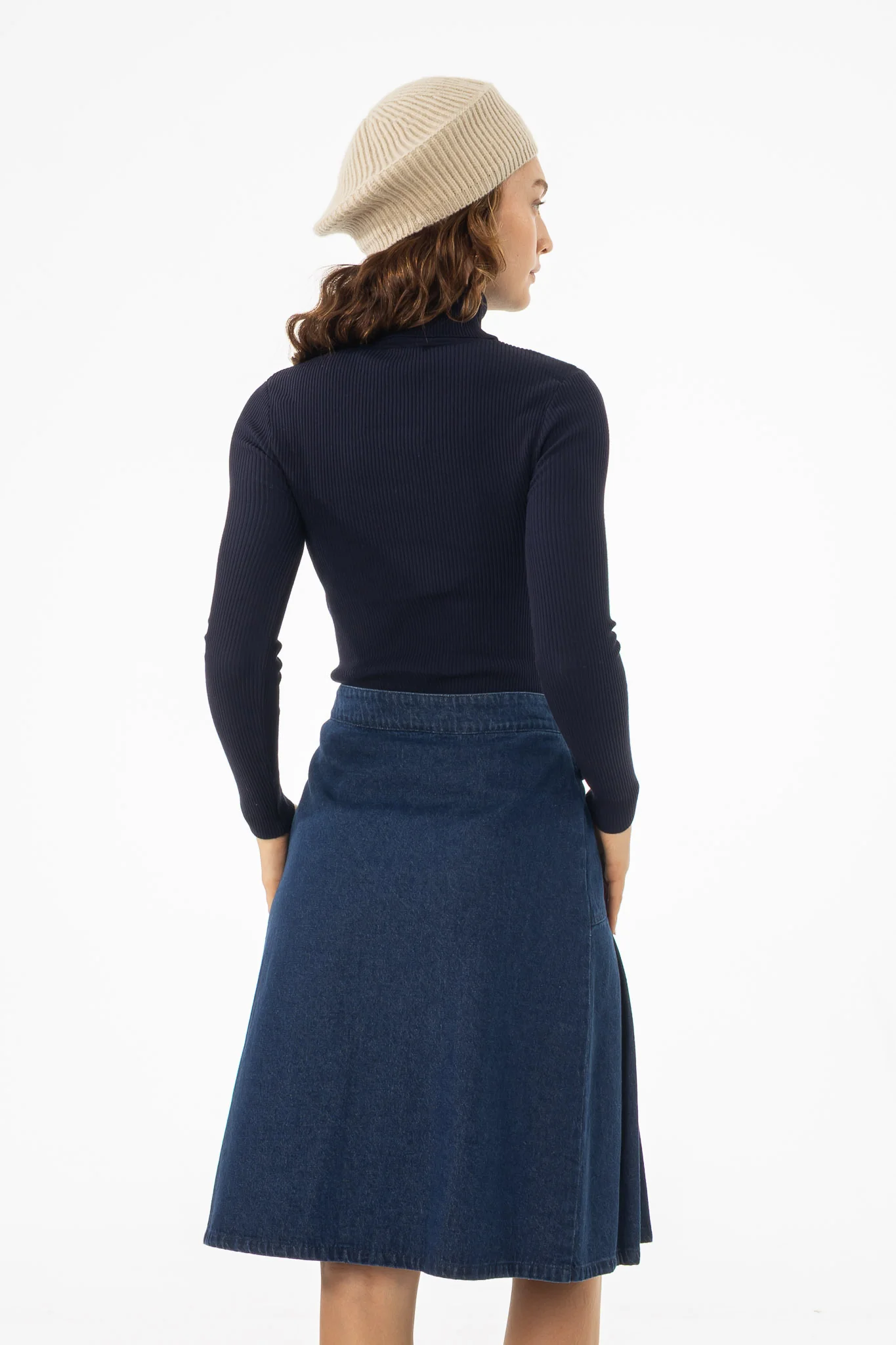 Navy Basic Ribbed Knit Turtleneck - Image 5
