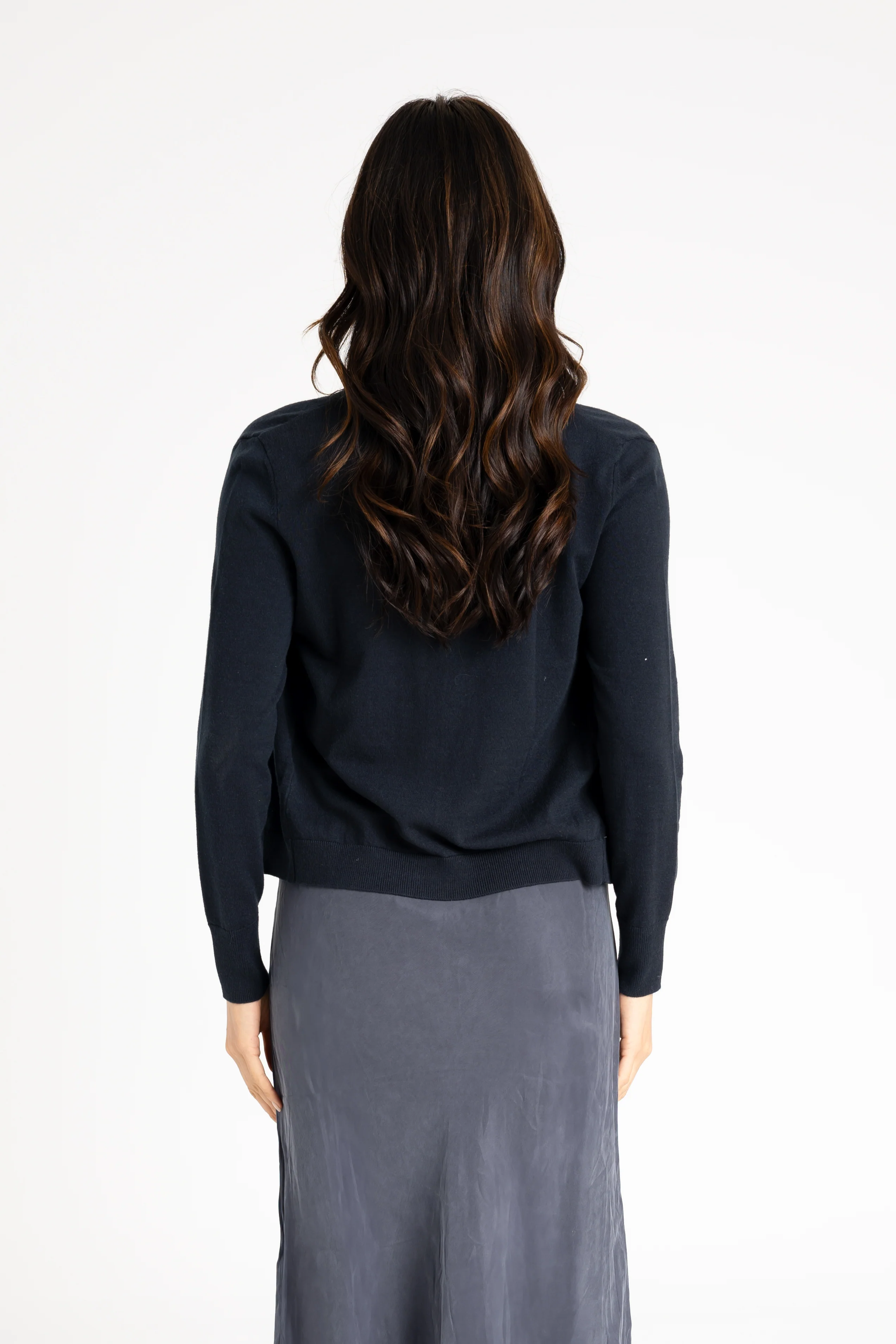 Navy Button Knit Cardigan - Image 3