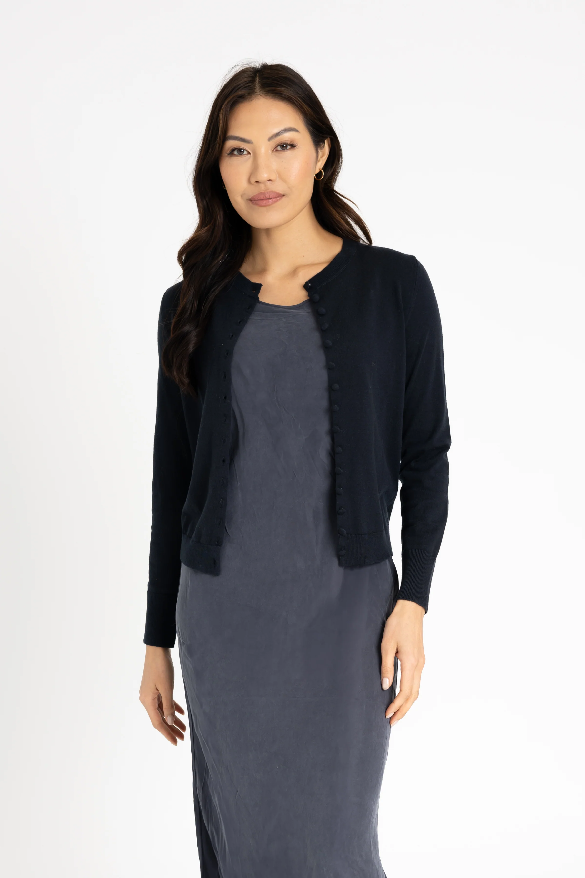Navy Button Knit Cardigan - Image 4