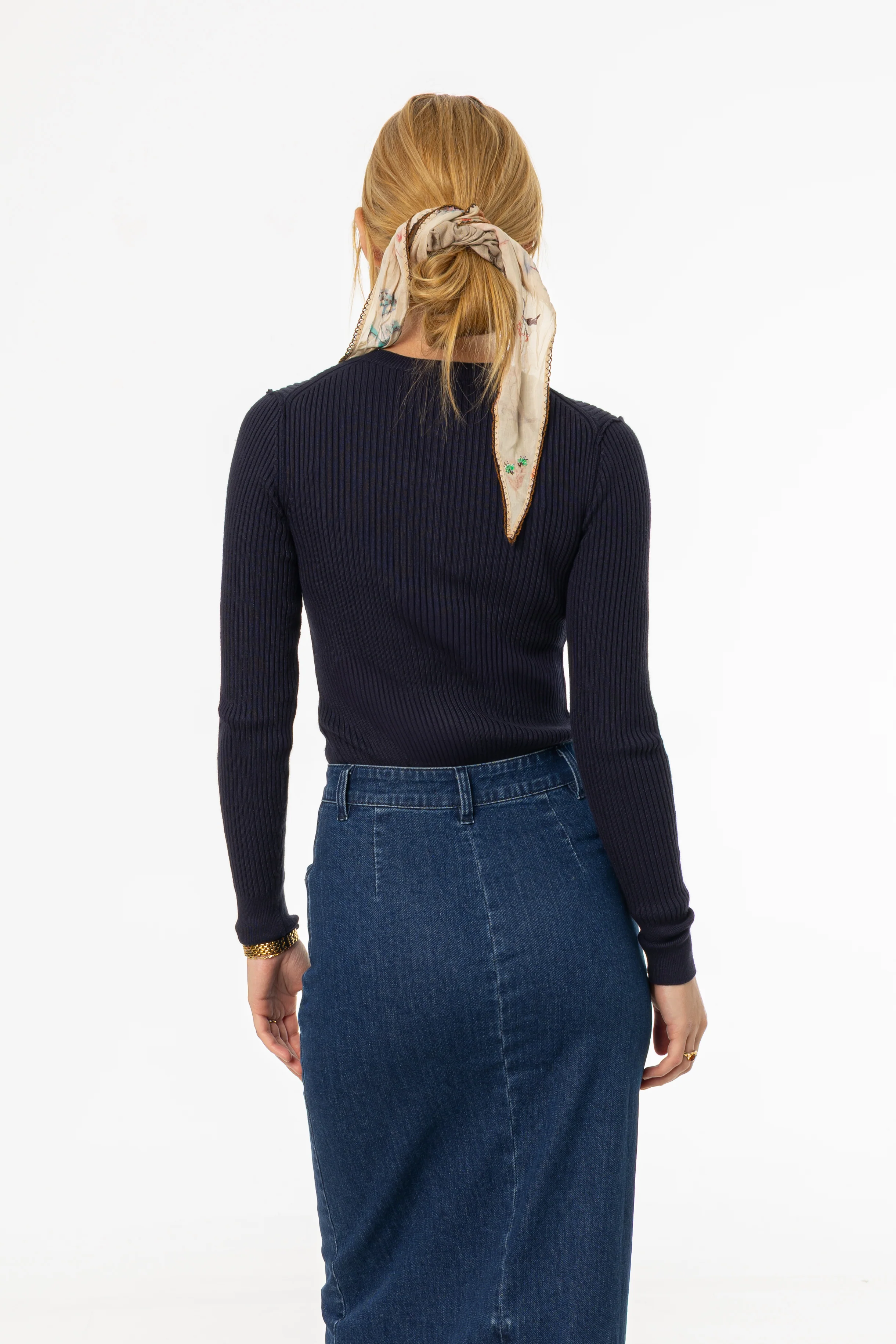 Navy Button Knit Top - Image 4