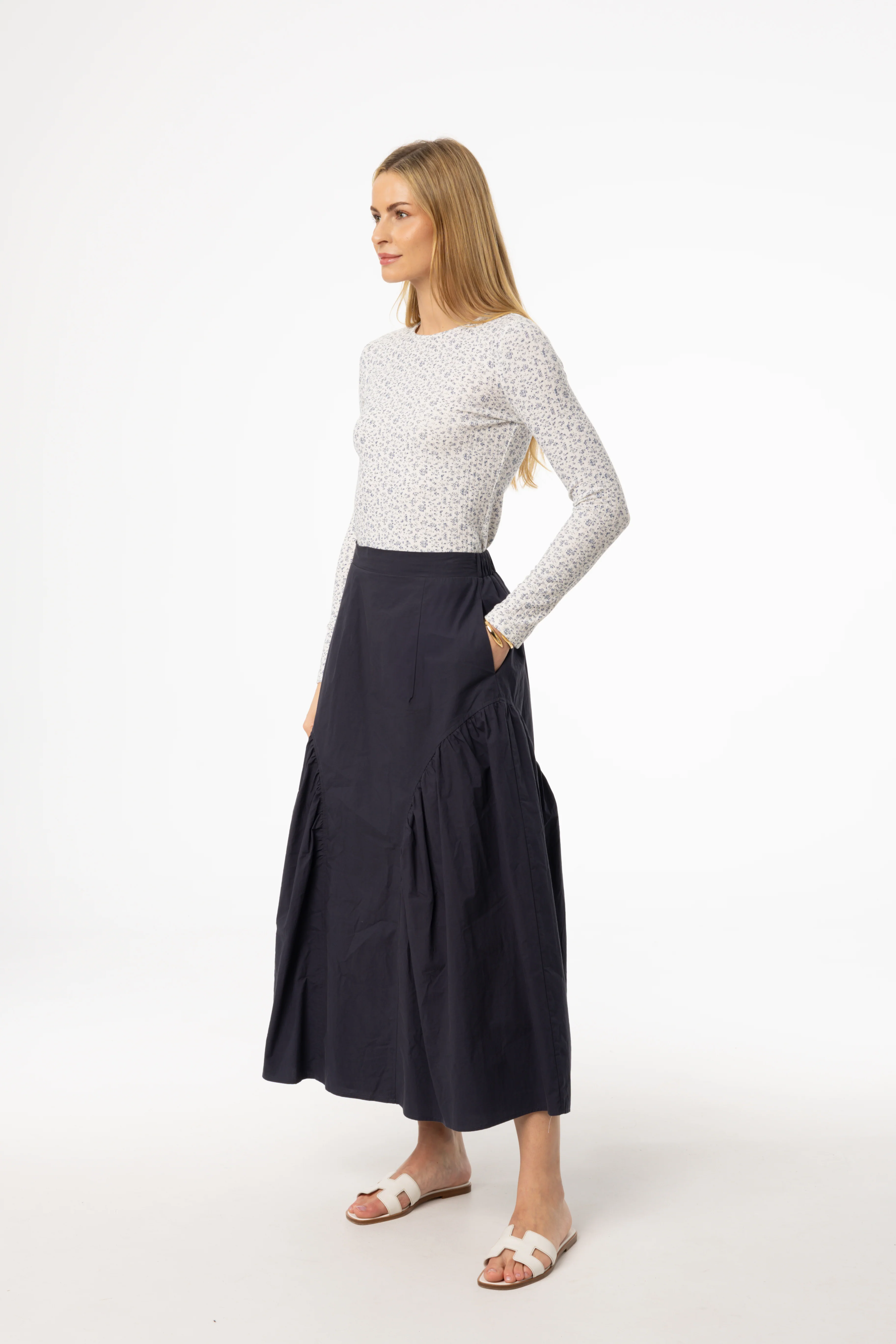 Navy Circle Seam Skirt - Image 2