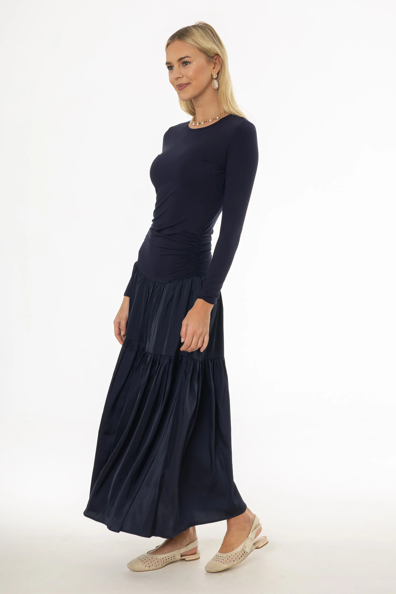 Navy Combo Tiered Maxi Dress - Image 3