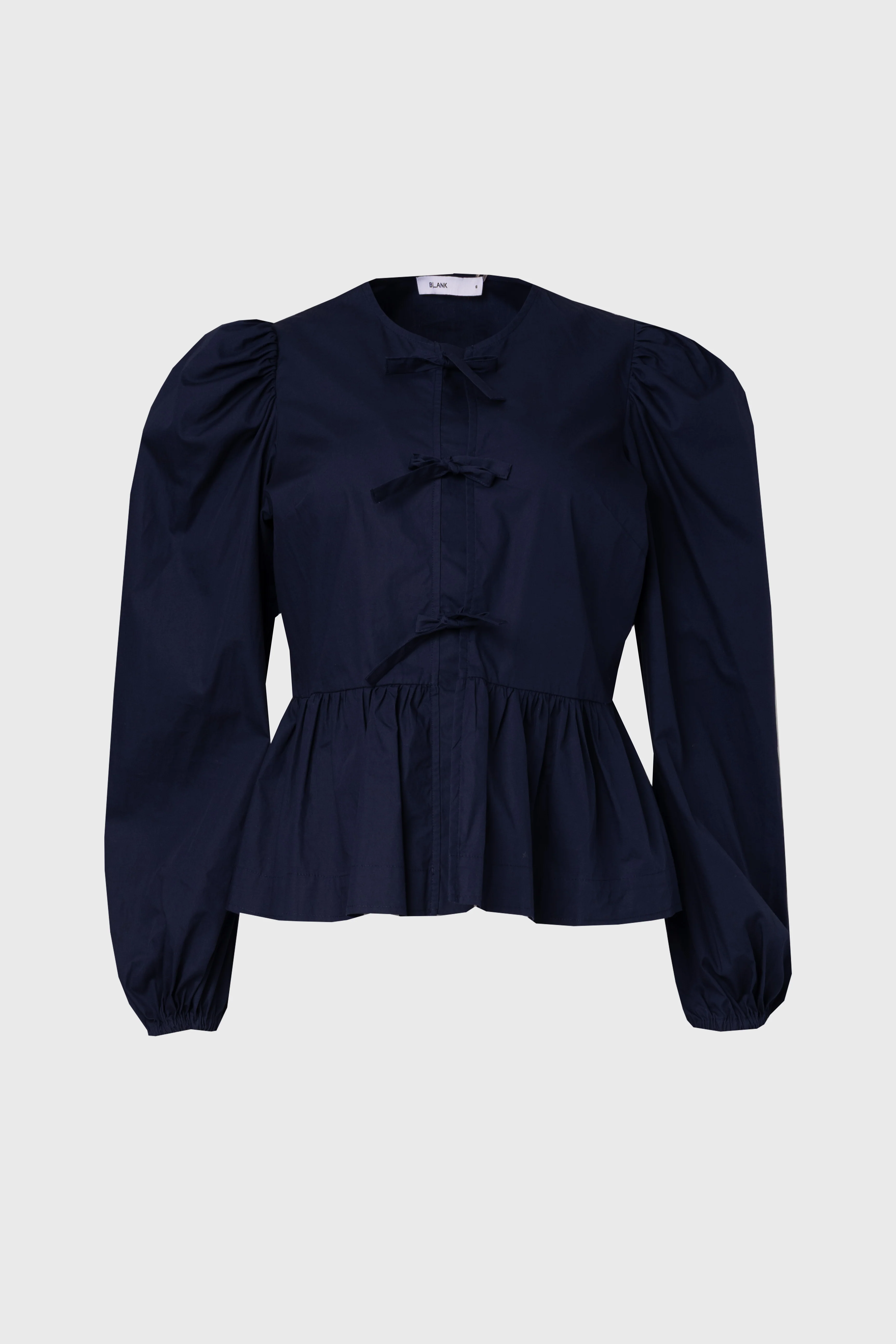 Navy Cotton Bow Blouse - Image 5