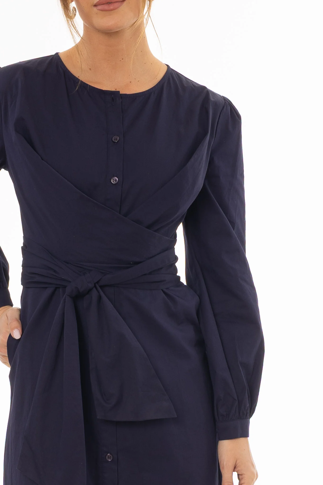 Navy Drape Cotton Maxi Dress - Image 2