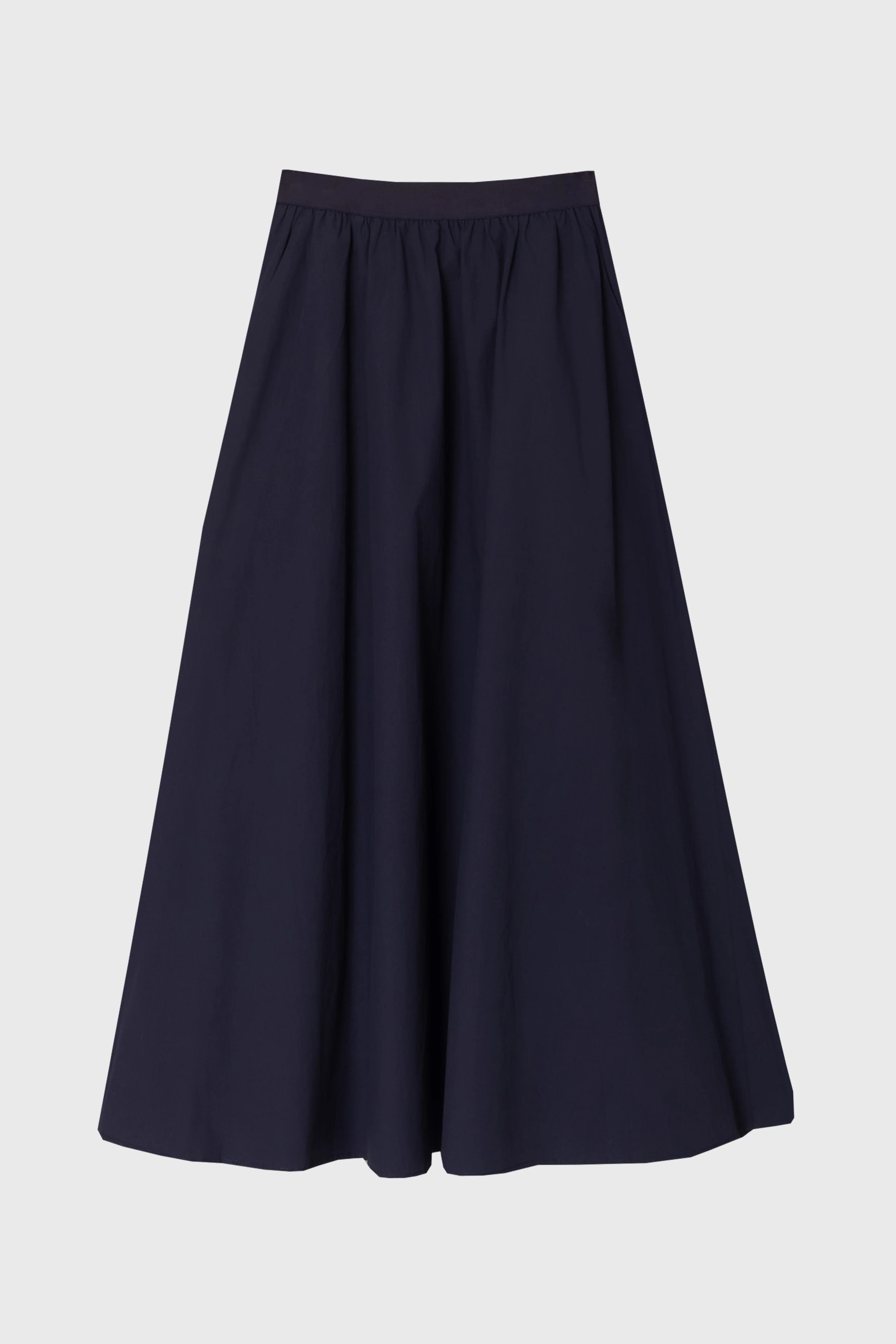 Navy Elastic Cotton Maxi Skirt - Image 6