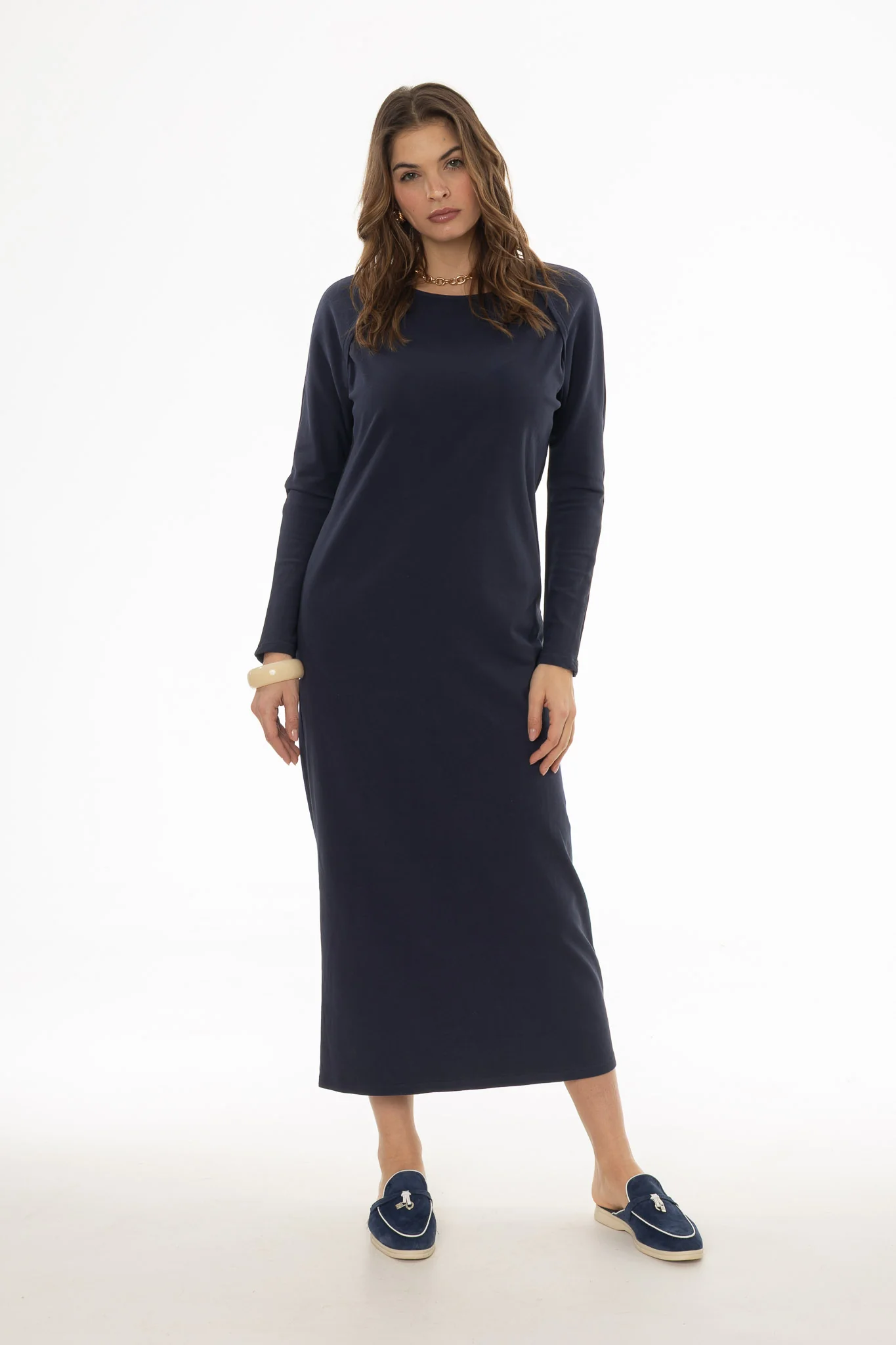 Navy Faux Shrug Maxi Dress - Image 5