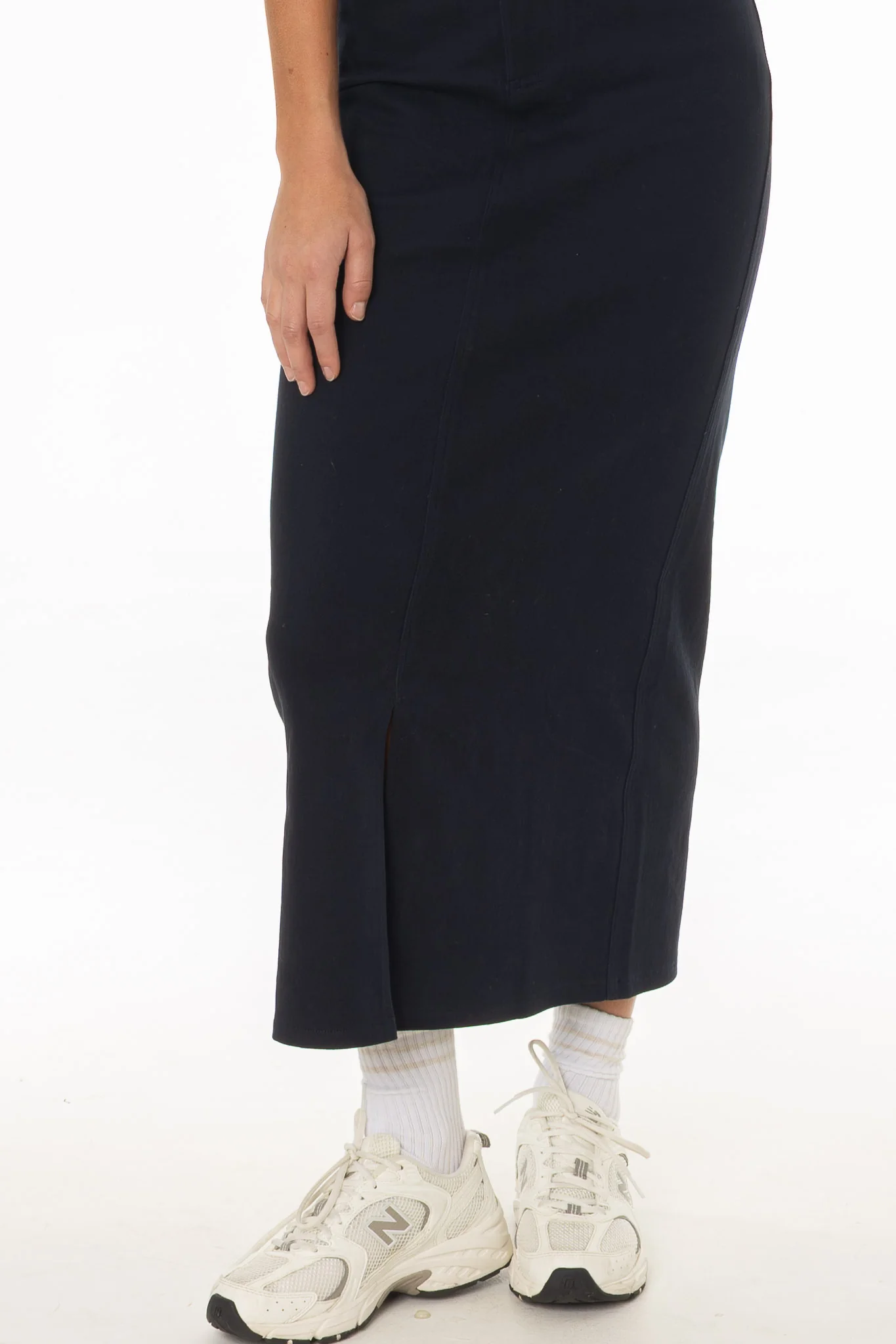 Navy Front Slit Maxi Skirt - Image 2
