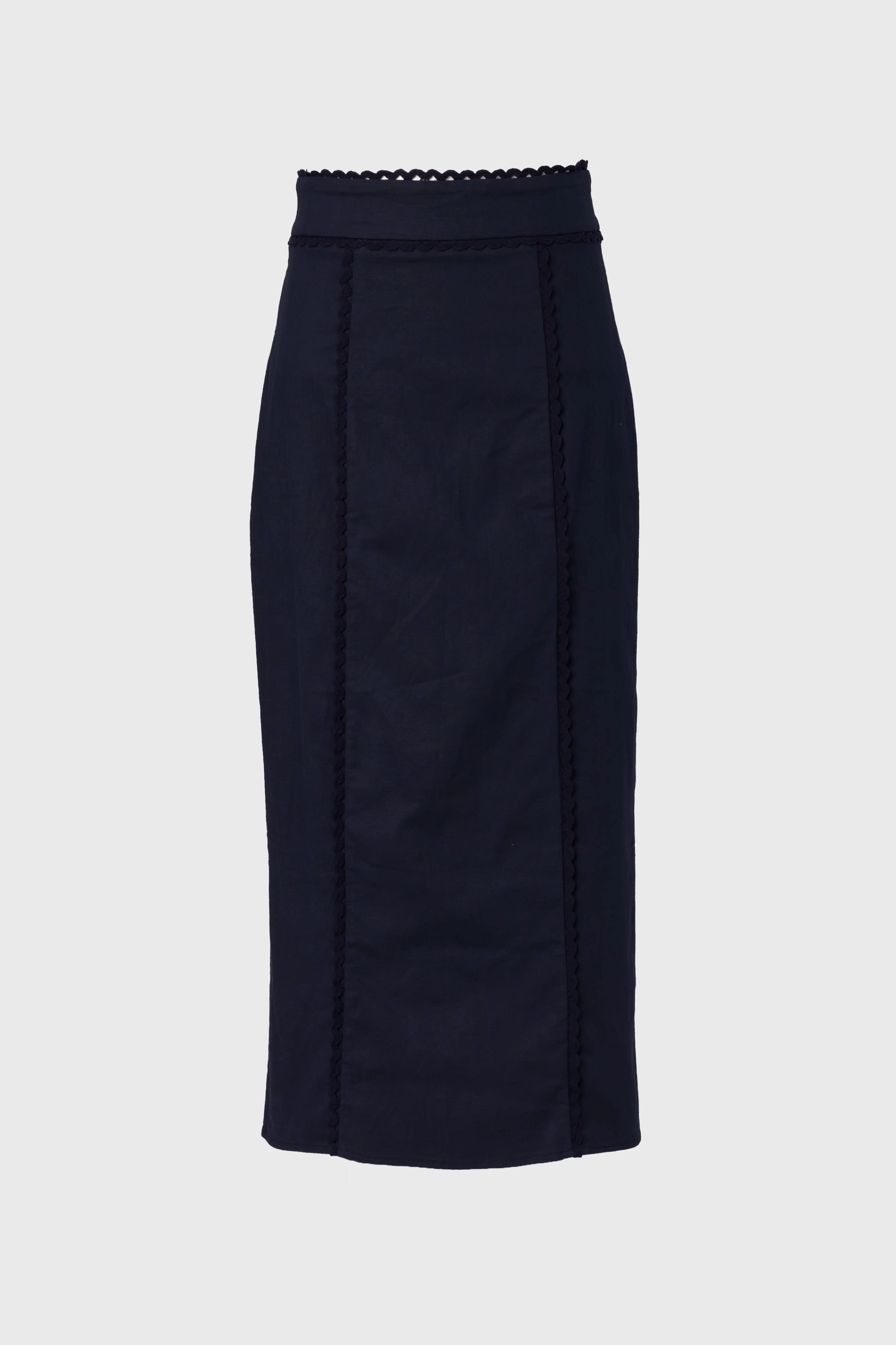 Navy Lace Trim Maxi Skirt - Image 6