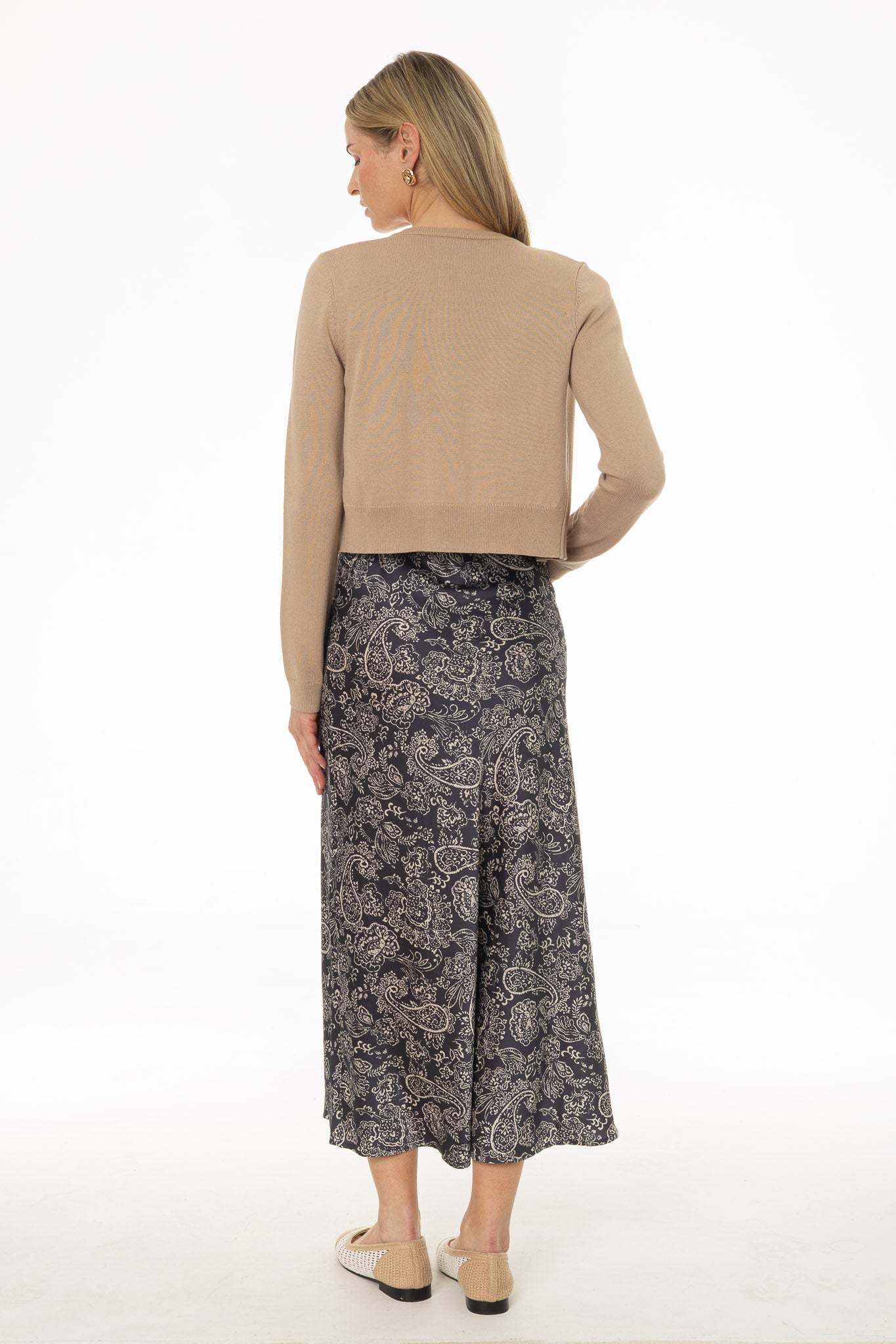 Navy Paisley Printed Slip Dress - Image 3
