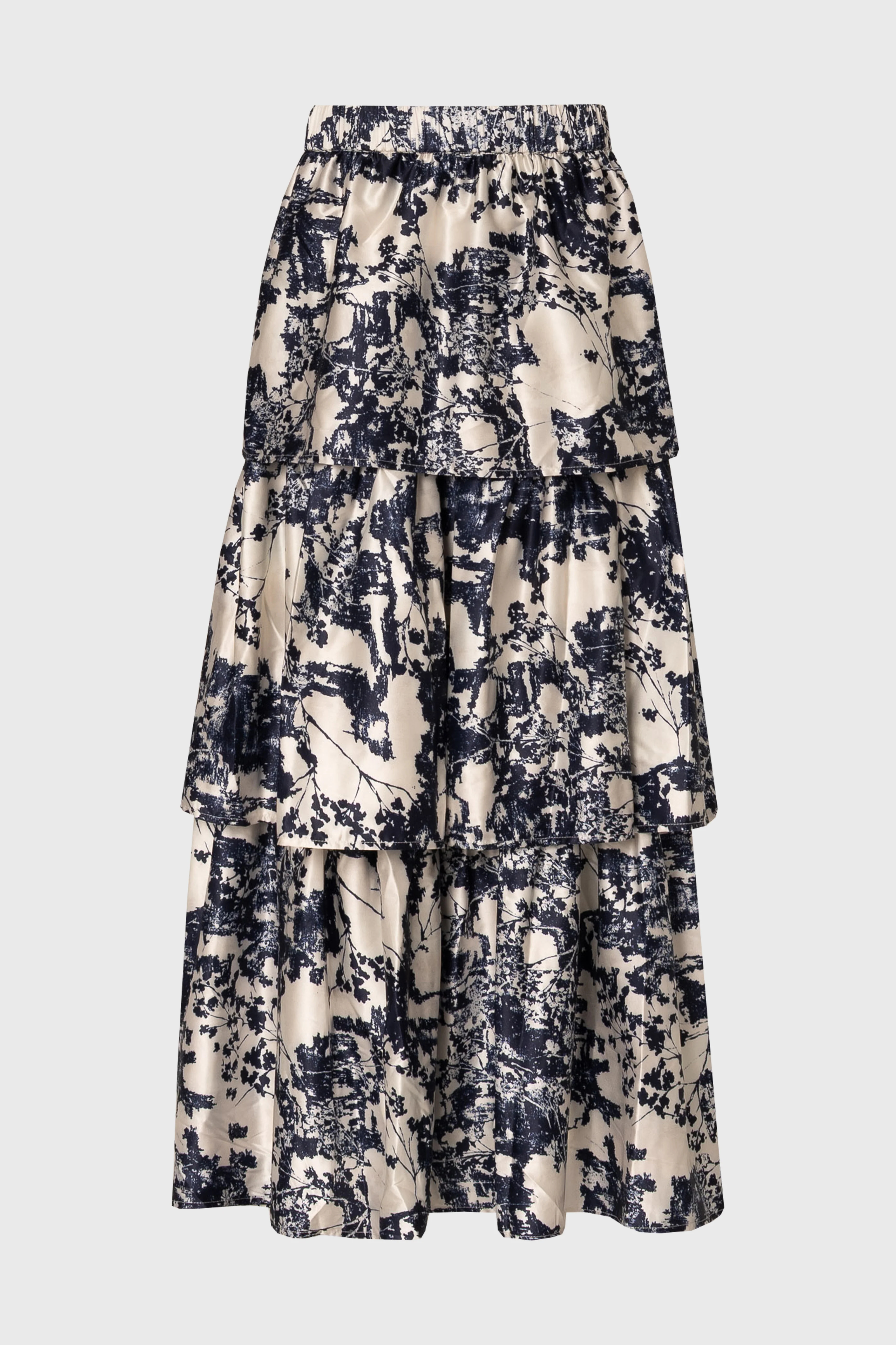 Navy Printed Tiered Maxi Skirt - Image 6