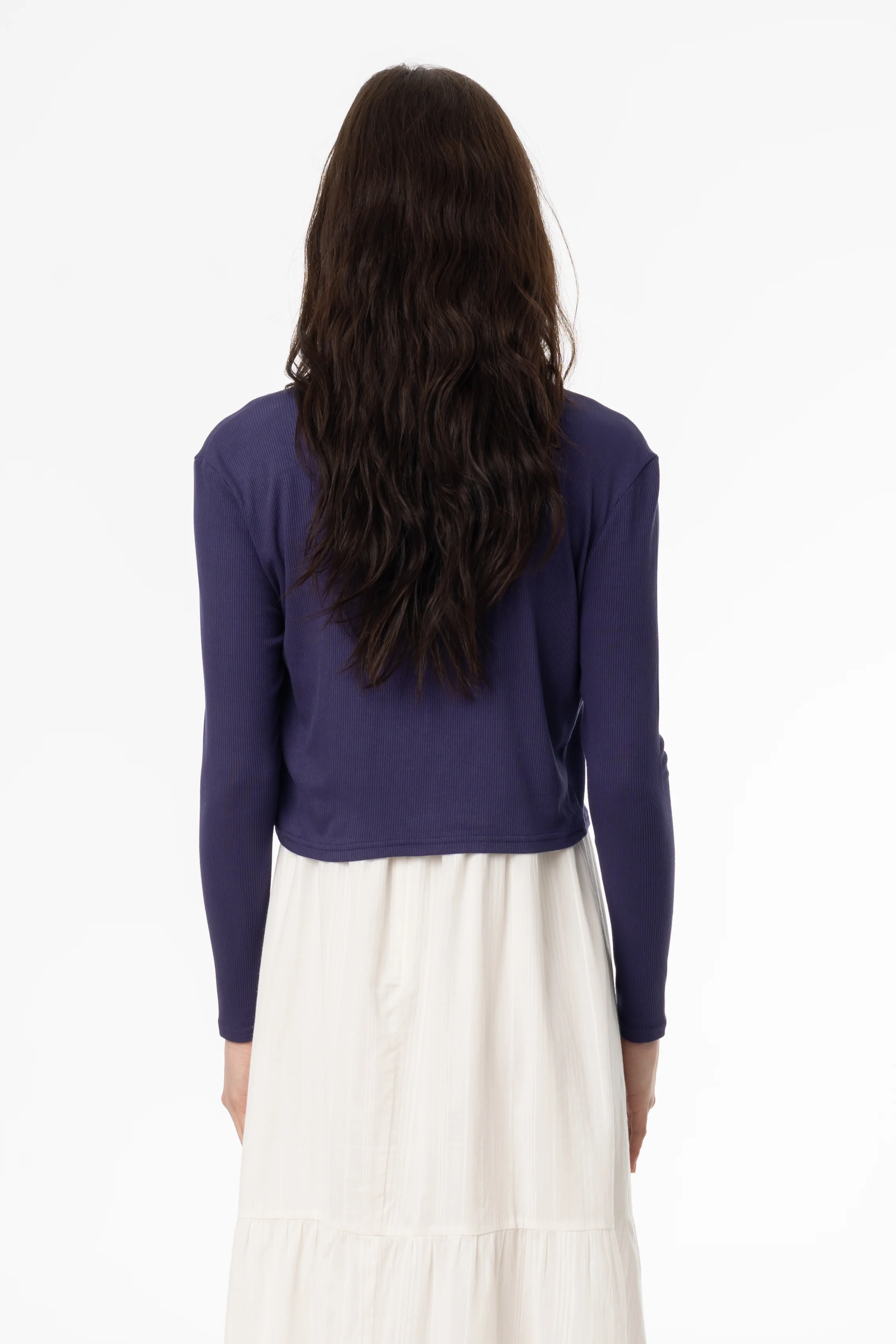 Navy Ribbed Cardigan - Image 3