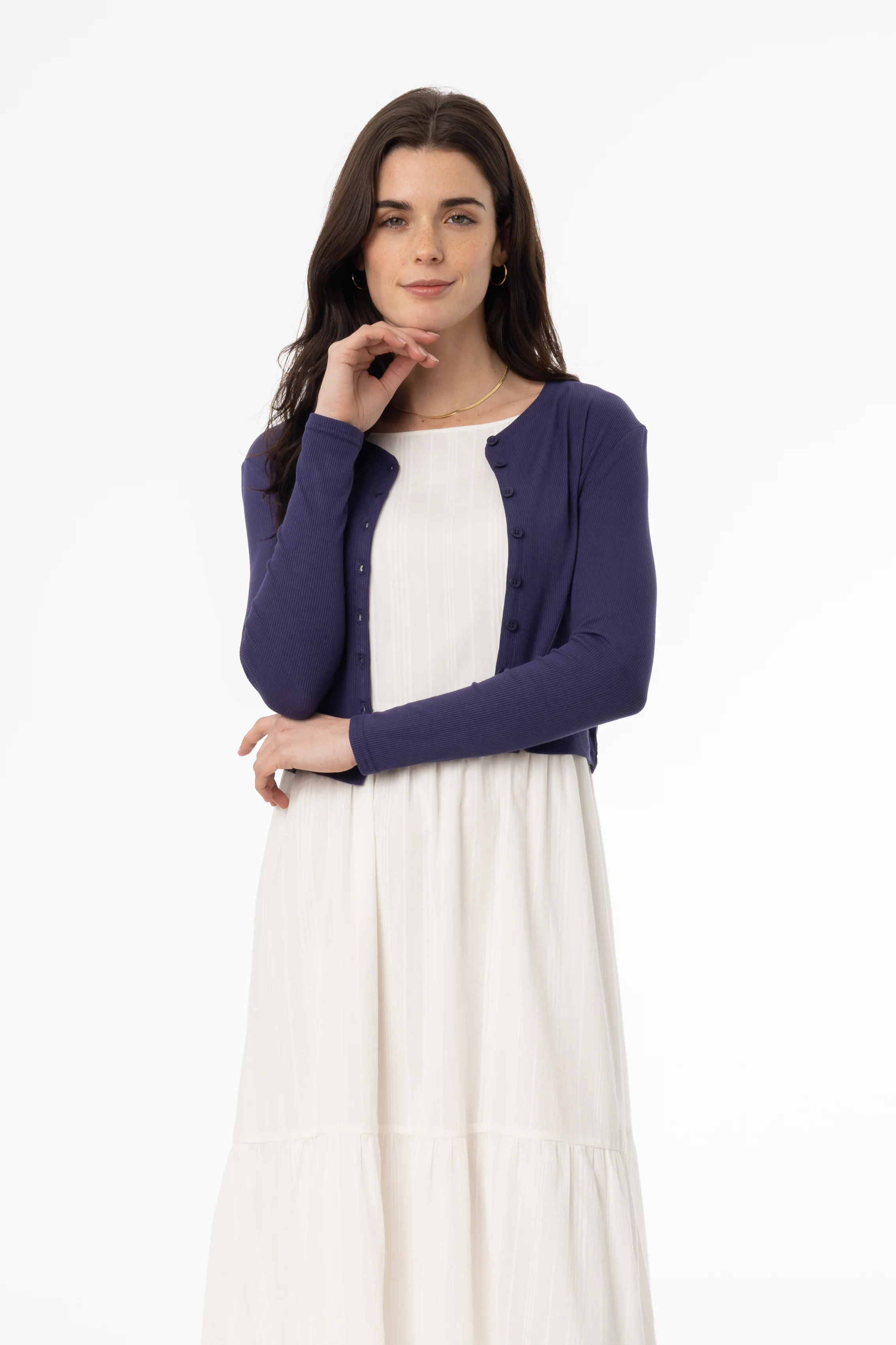 Navy Ribbed Cardigan - Image 4