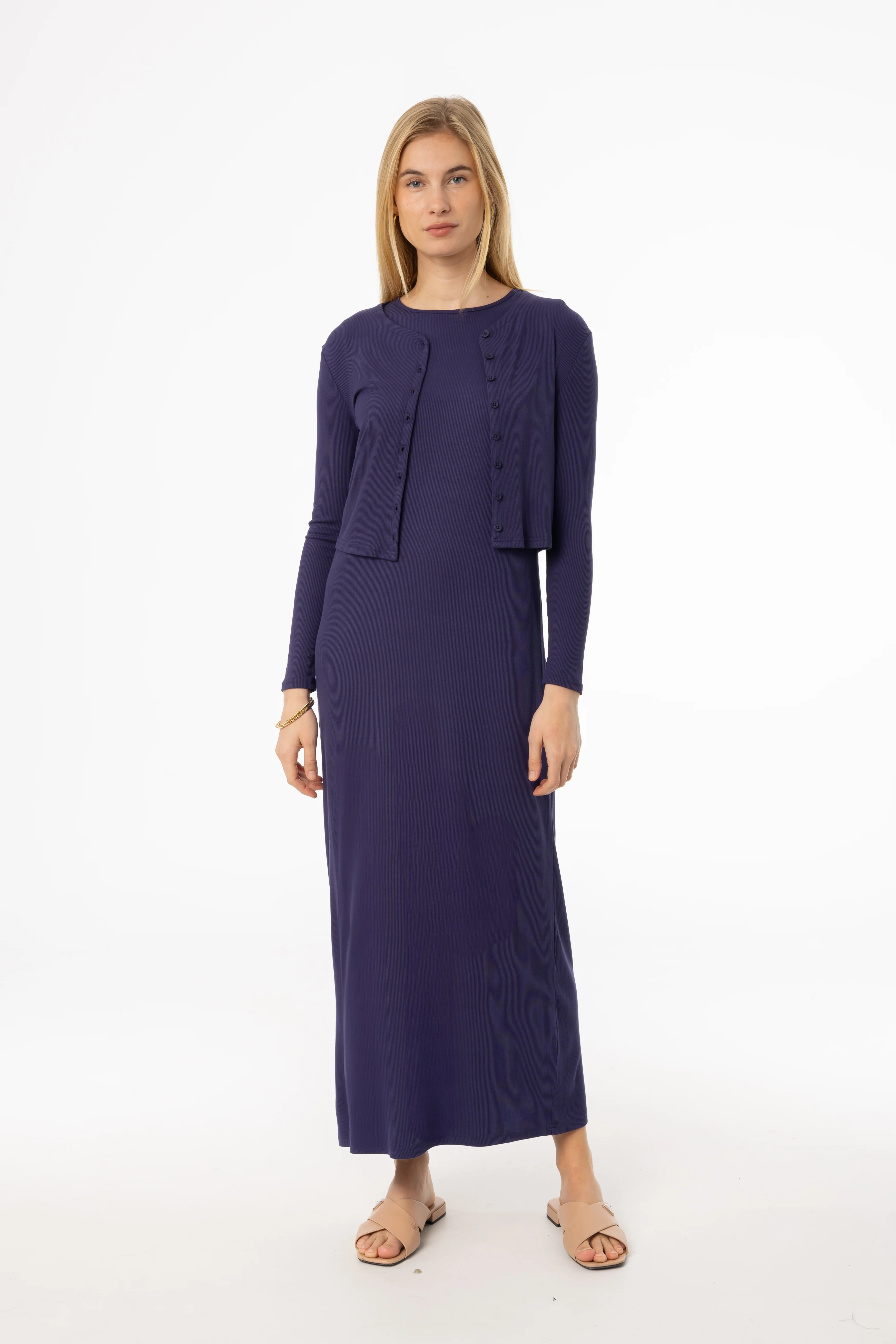 Navy Ribbed Maxi Jumper - Image 4