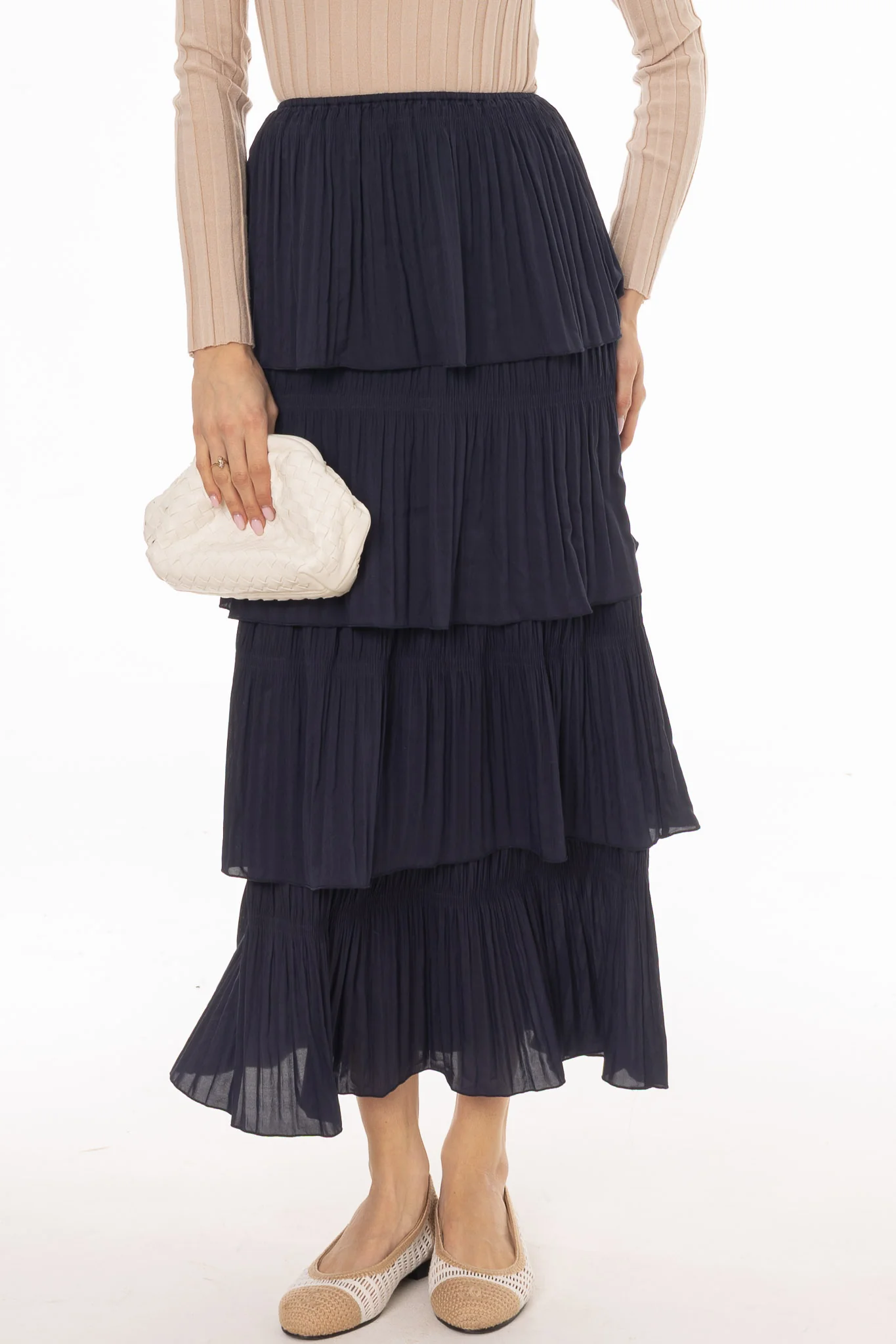 Navy Ruffle Maxi Skirt - Image 2