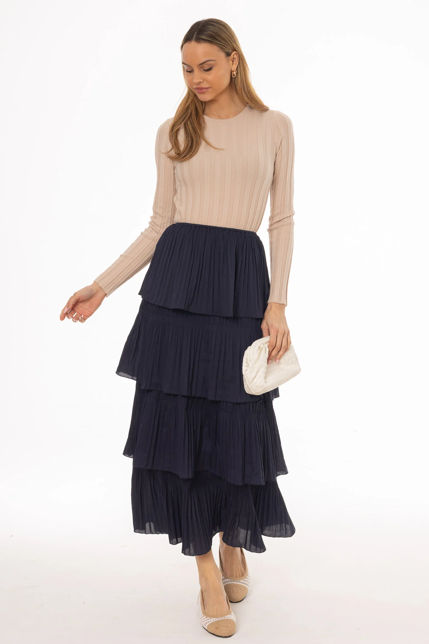 Navy Ruffle Maxi Skirt - Image 3