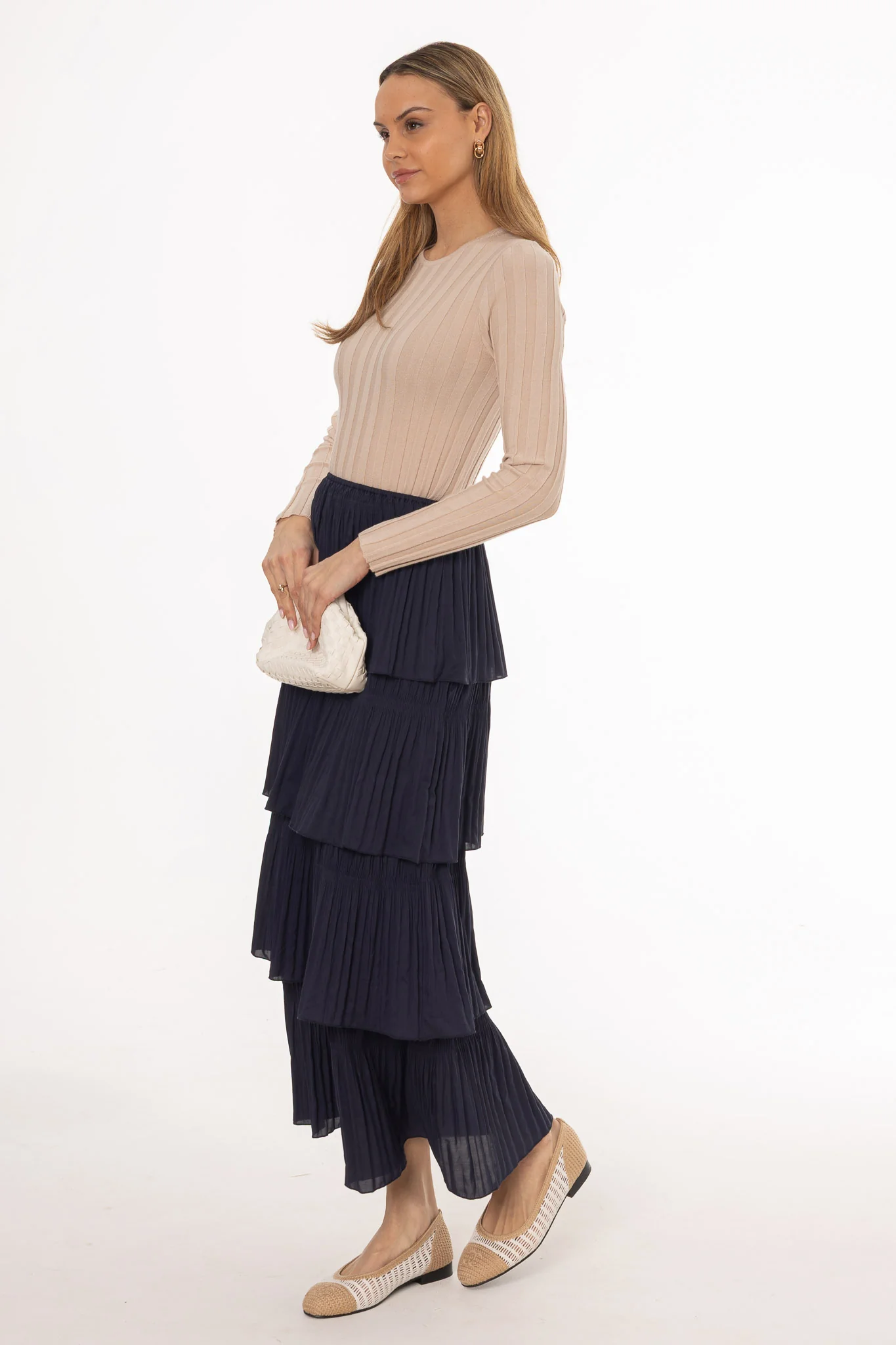 Navy Ruffle Maxi Skirt - Image 4