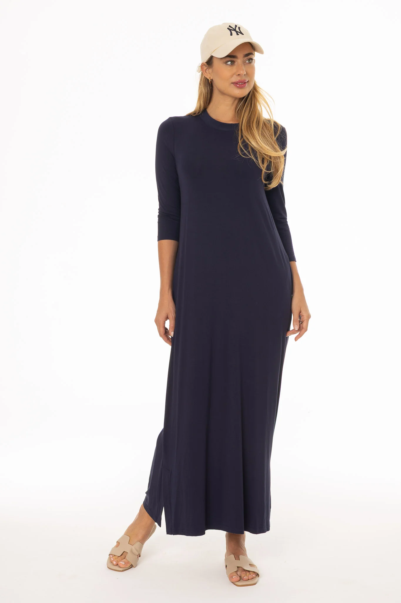 Navy Side Slit Maxi Dress - Image 2