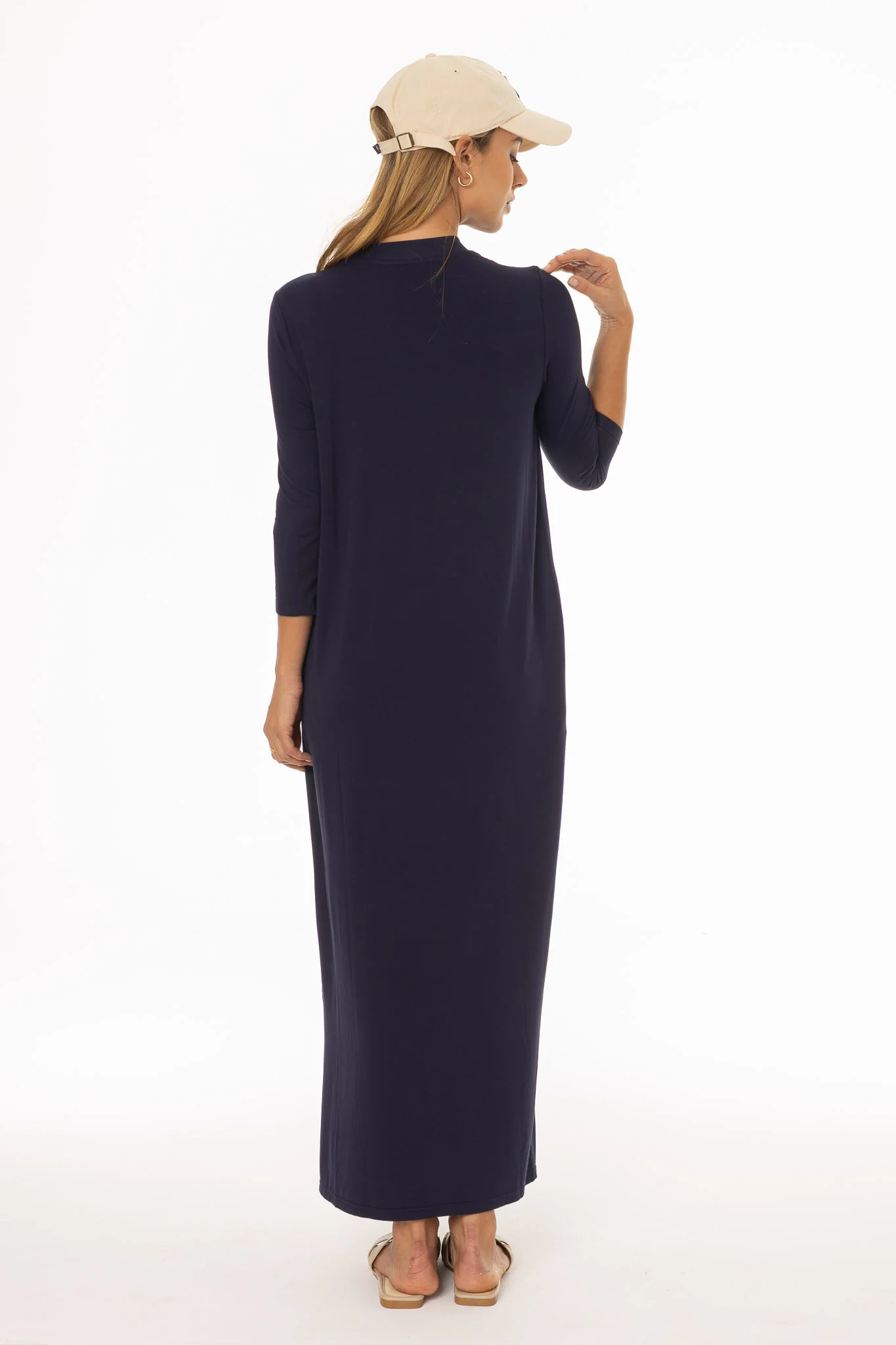 Navy Side Slit Maxi Dress - Image 5