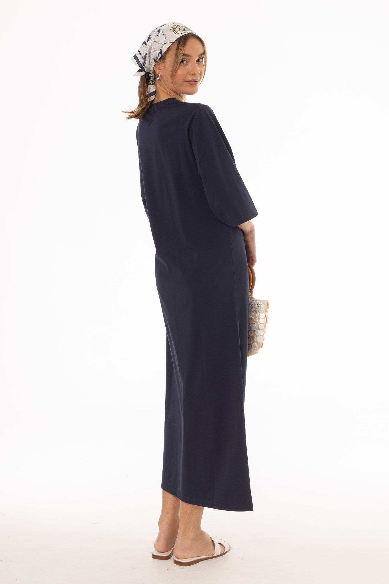 Navy Side Tie T-Shirt Maxi Dress - Image 4